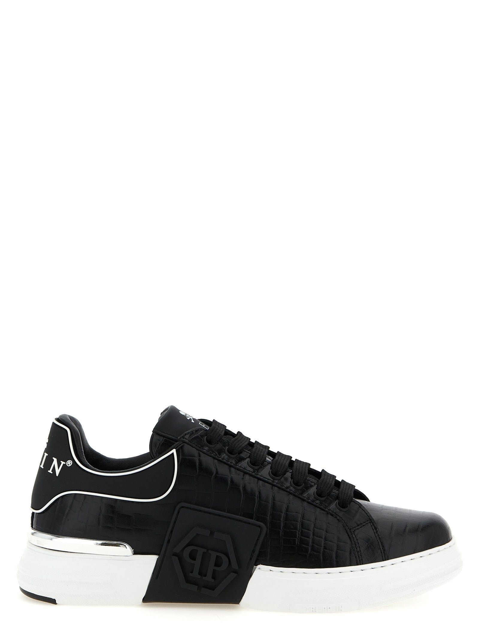Philipp Plein Black Cowhide Low Top Sneakers Philipp Plein
