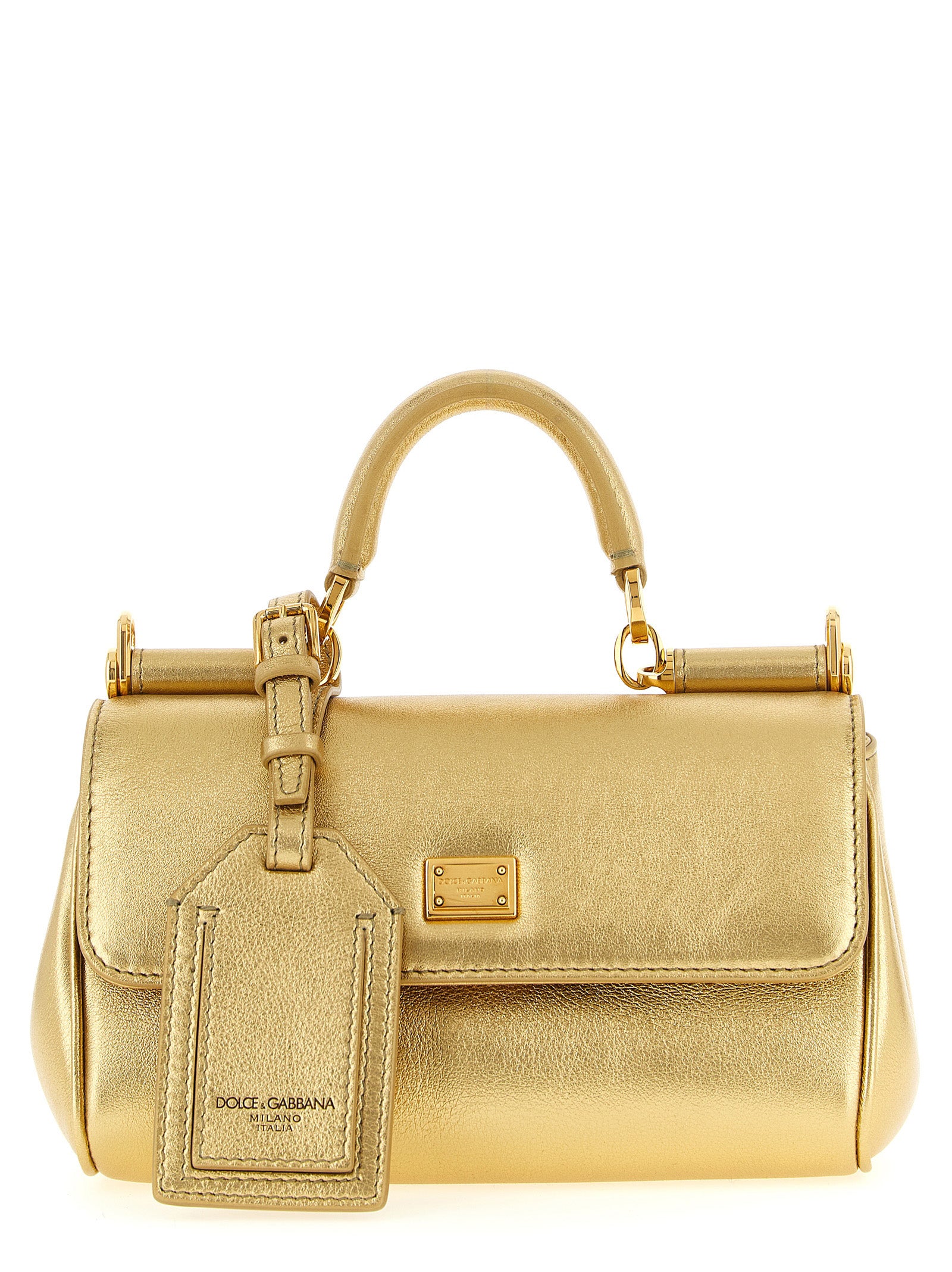 Dolce & Gabbana Gold Calfskin Handbag Dolce & Gabbana
