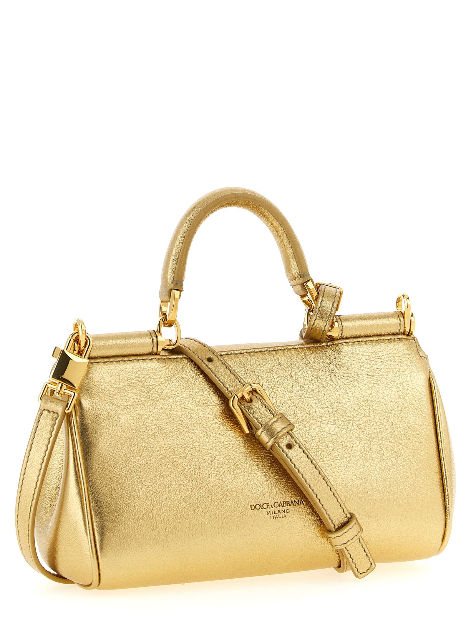 Dolce & Gabbana Gold Calfskin Handbag Dolce & Gabbana