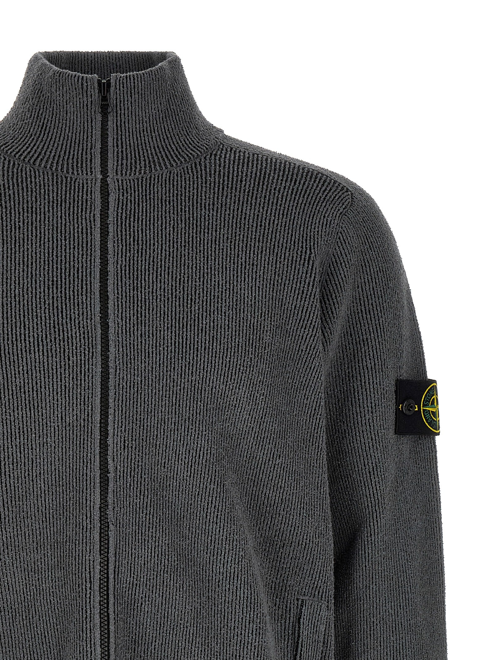 Stone Island Gray Cotton Cardigan Stone Island