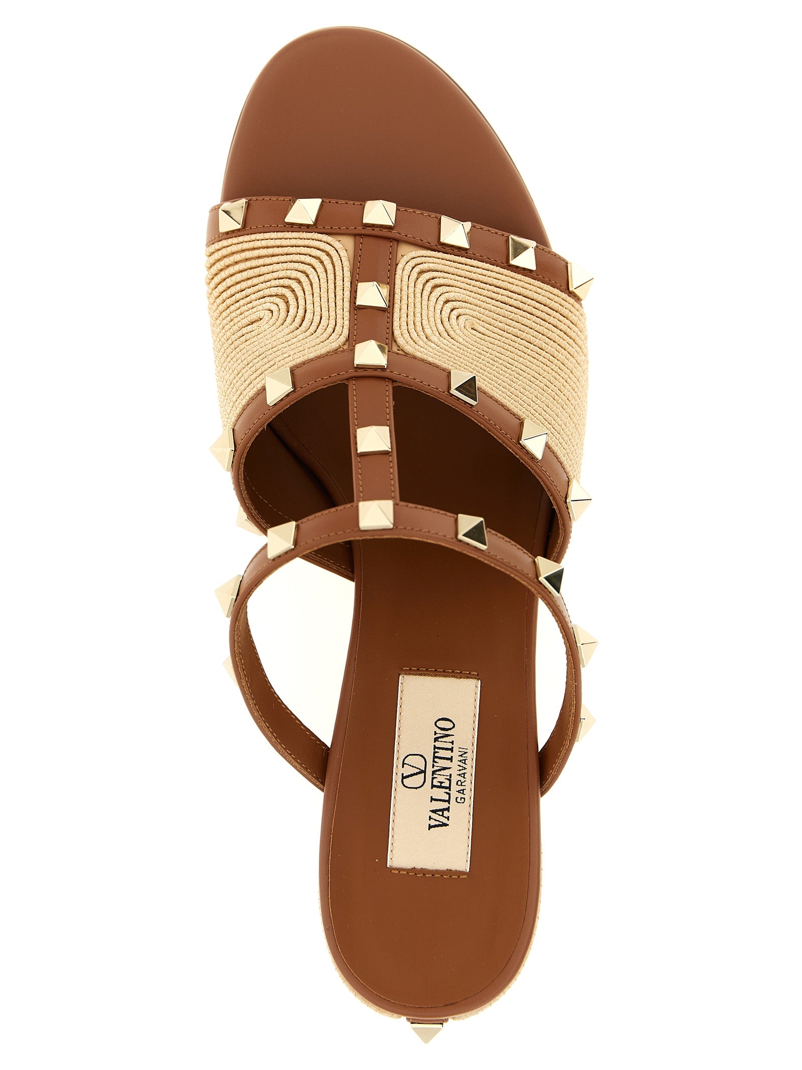 Valentino Garavani Brown Calfskin Flat Sandals Valentino Garavani