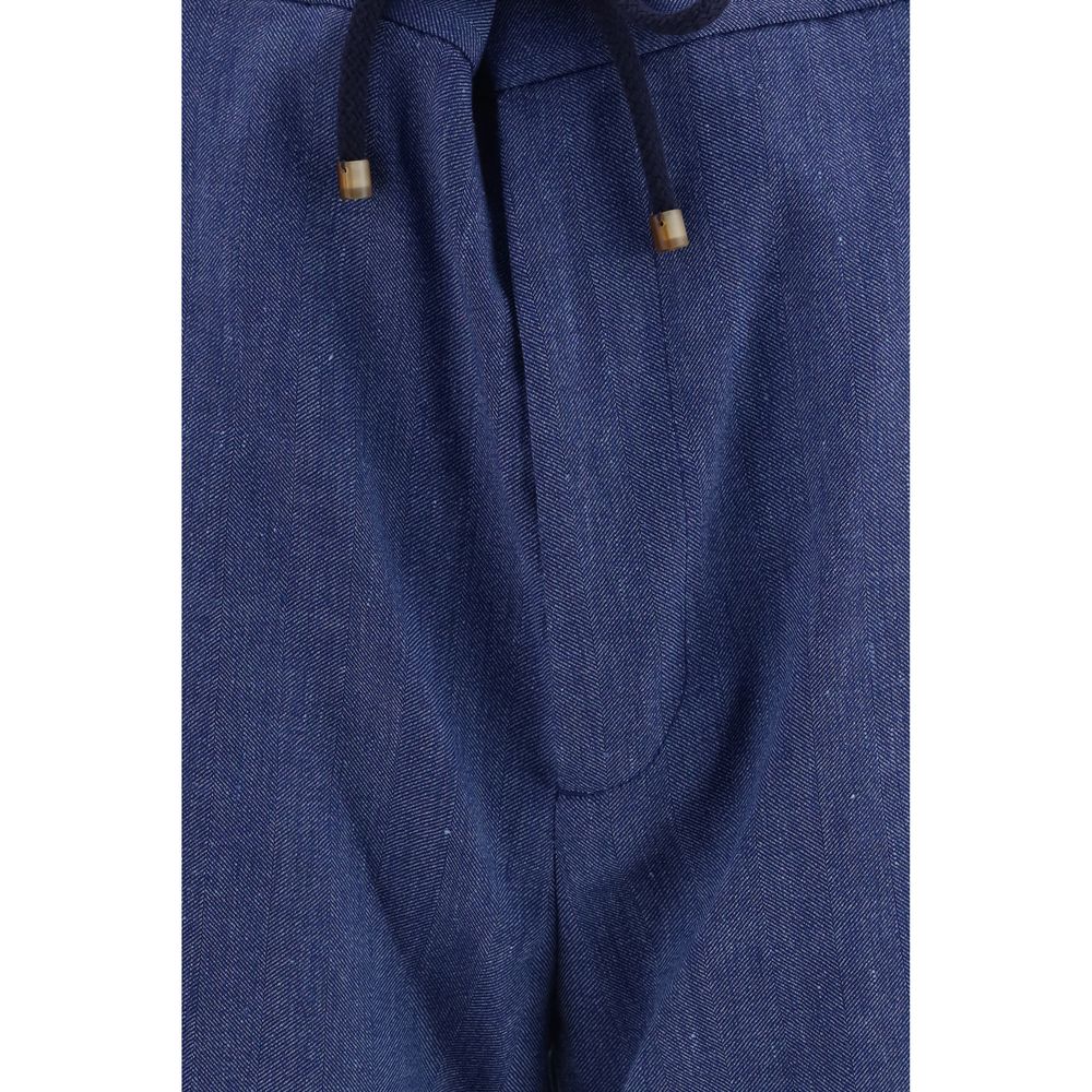 Brunello Cucinelli Blue Linen Bermuda Shorts Brunello Cucinelli
