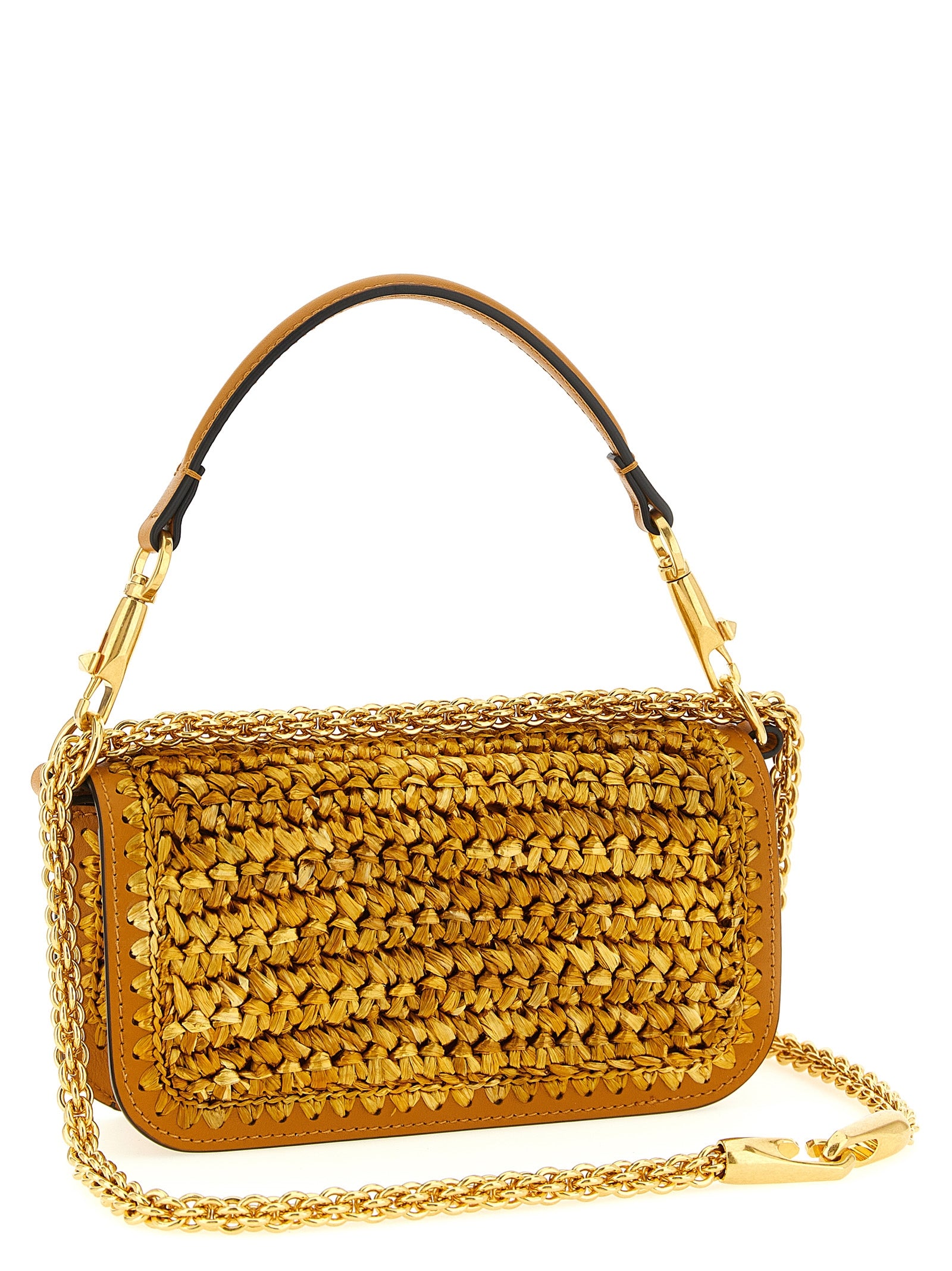 Valentino Garavani Gold Viscose Shoulder Bag Valentino Garavani