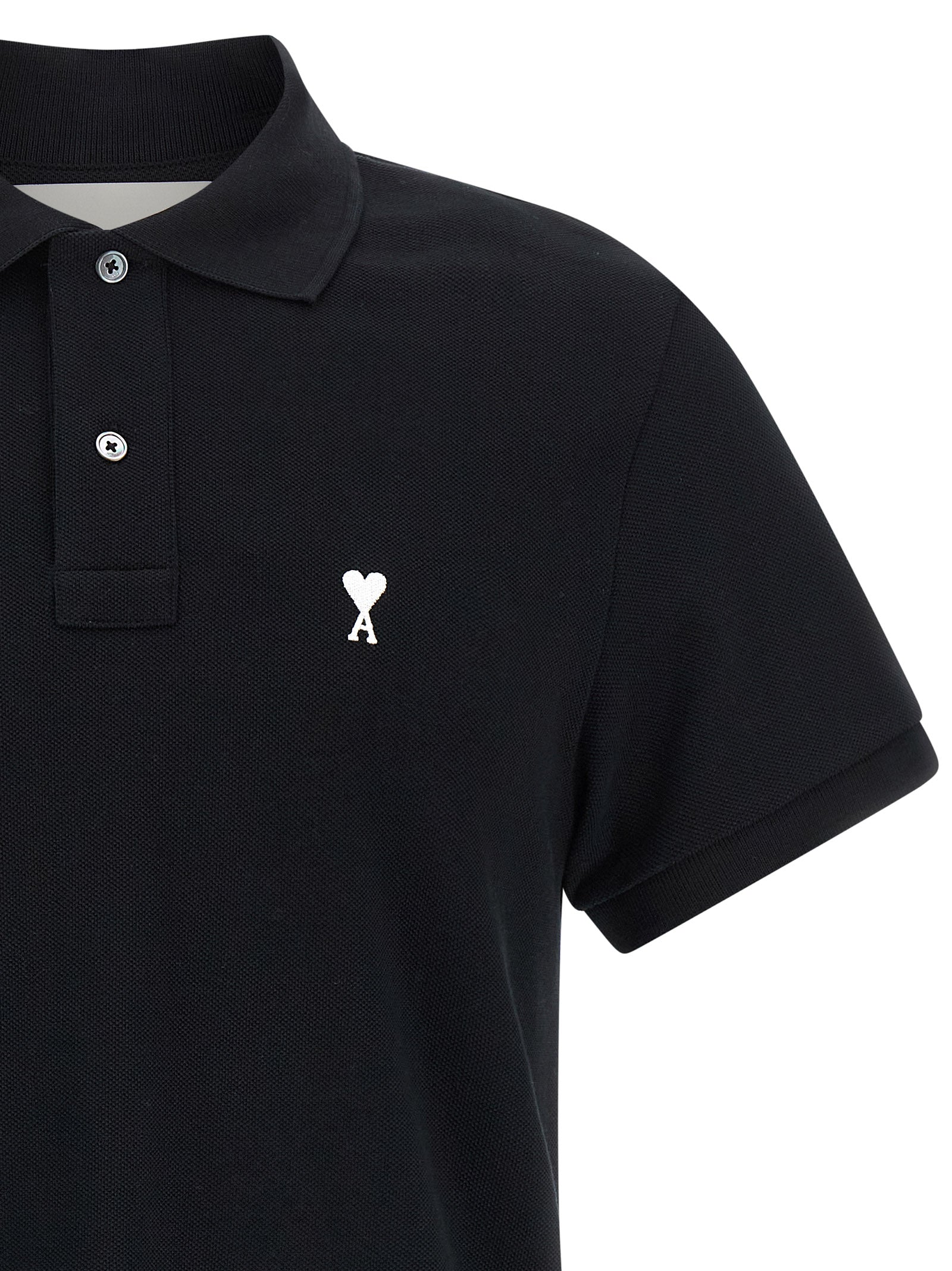 Ami Paris Black Cotton Polo Shirt Ami Paris