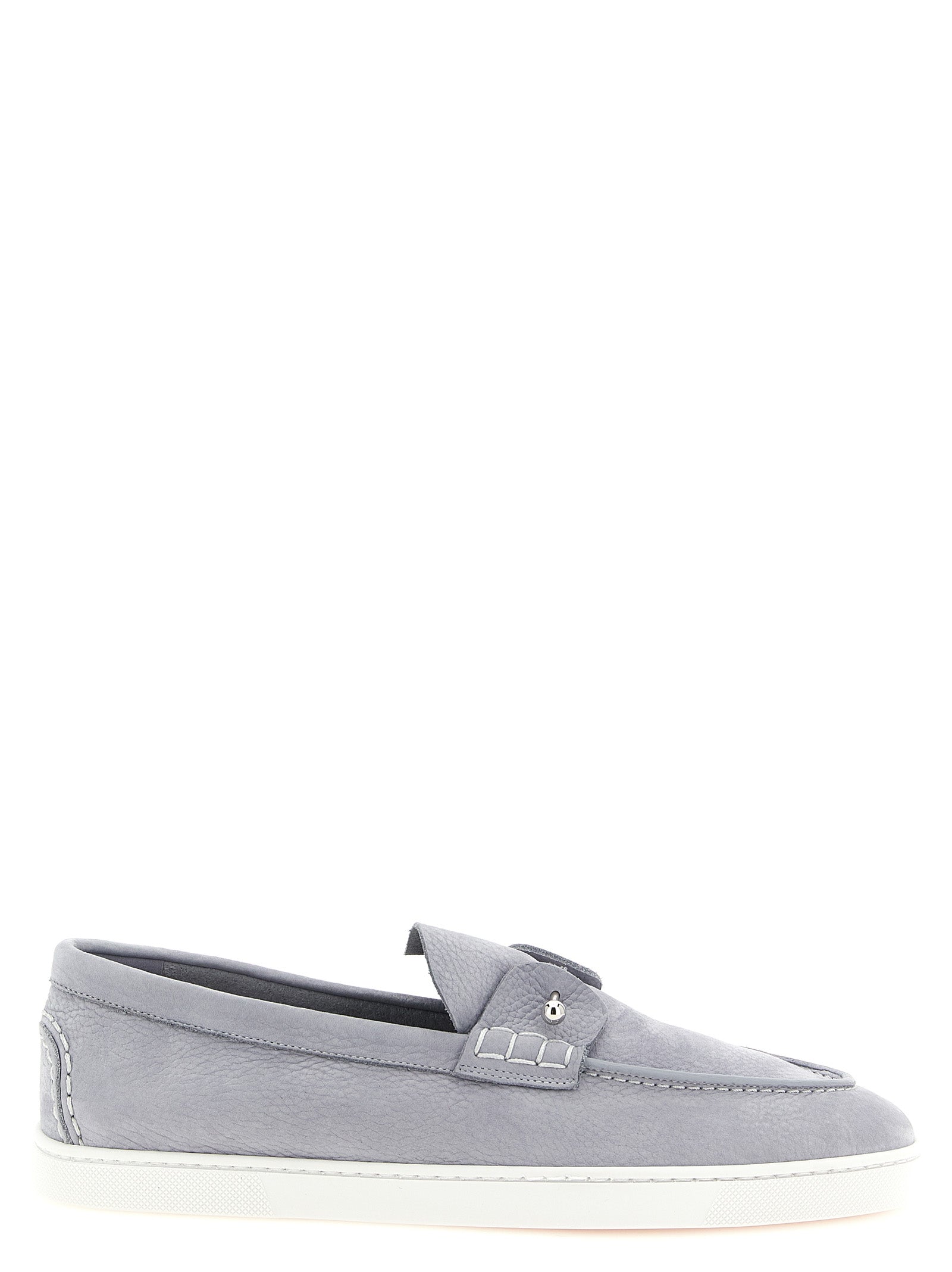 Christian Louboutin Gray Calfskin Slip-On Loafers Christian Louboutin