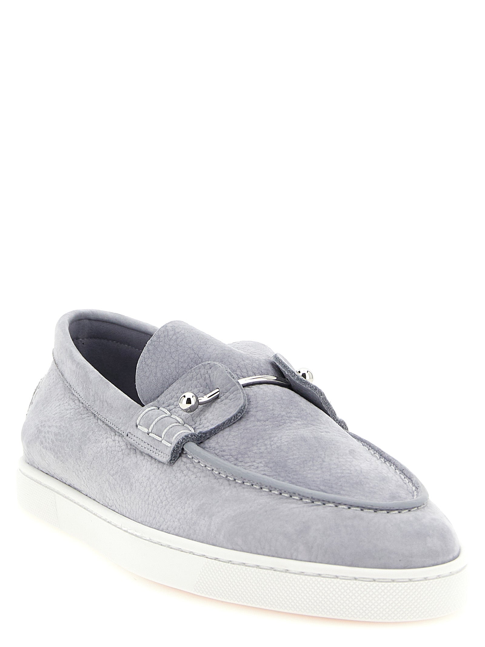 Christian Louboutin Gray Calfskin Slip-On Loafers Christian Louboutin