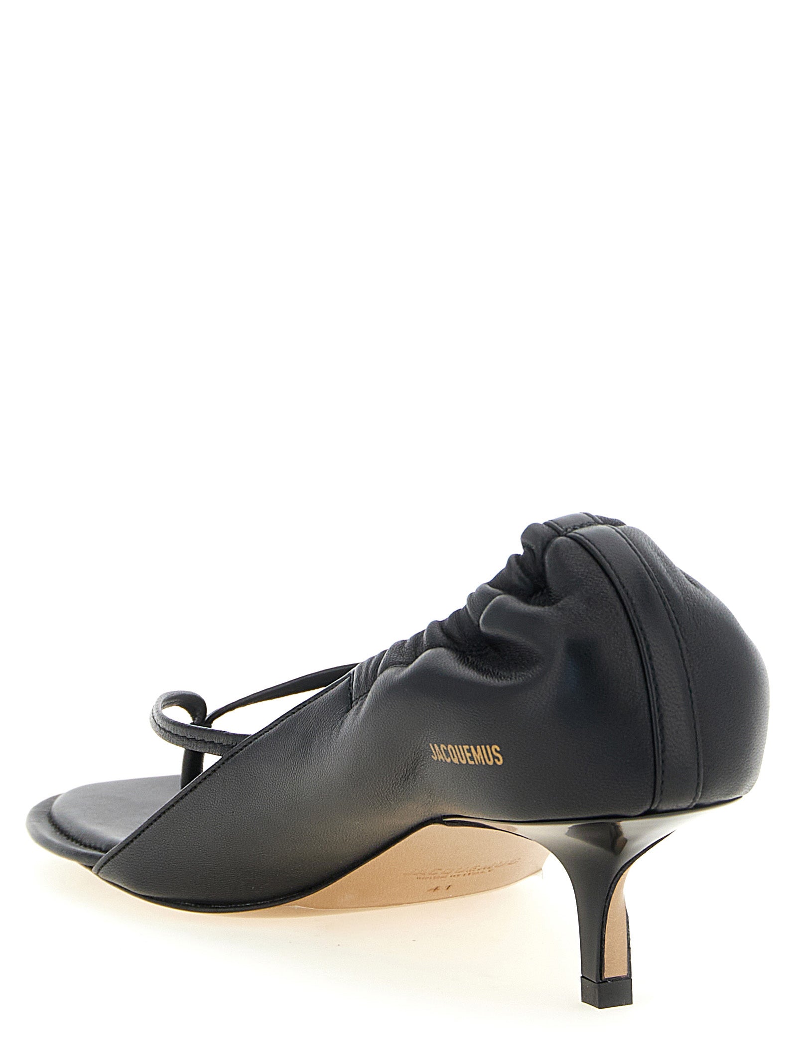 Jacquemus Black Lamb Leather Flat Sandals Jacquemus