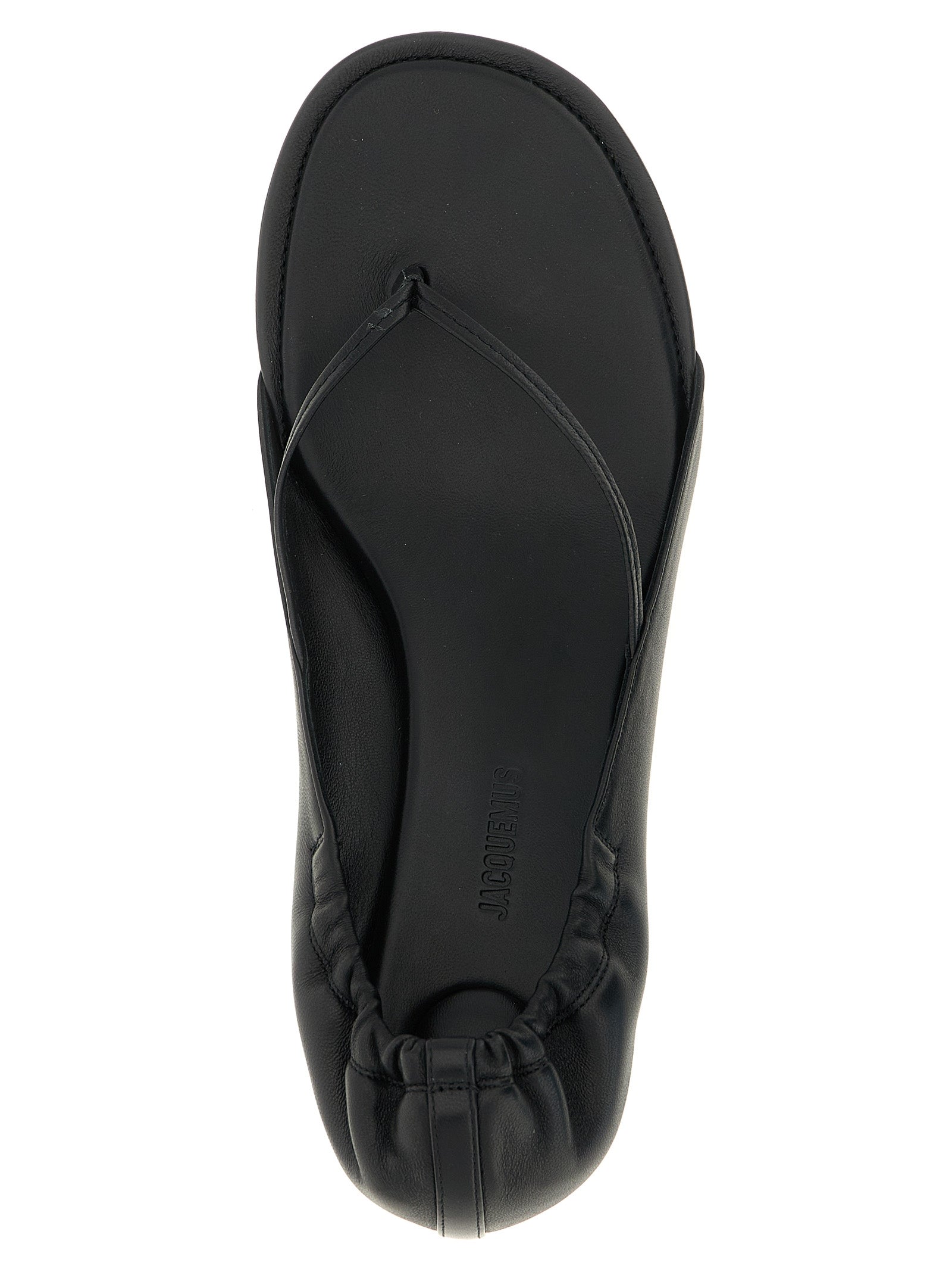 Jacquemus Black Lamb Leather Flat Sandals Jacquemus