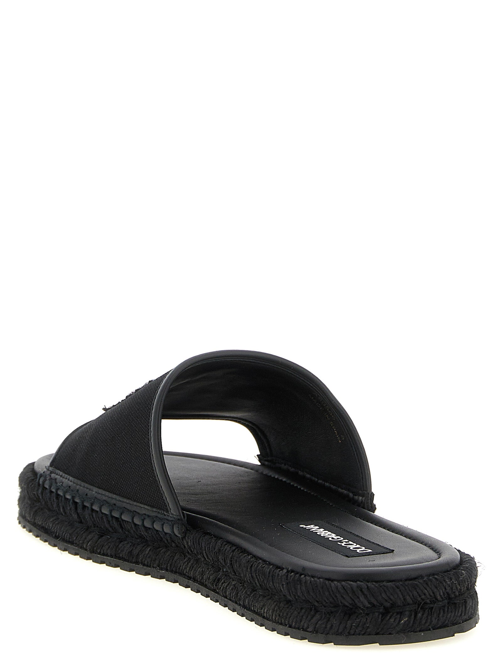 Dolce & Gabbana Black Cotton Slides Dolce & Gabbana