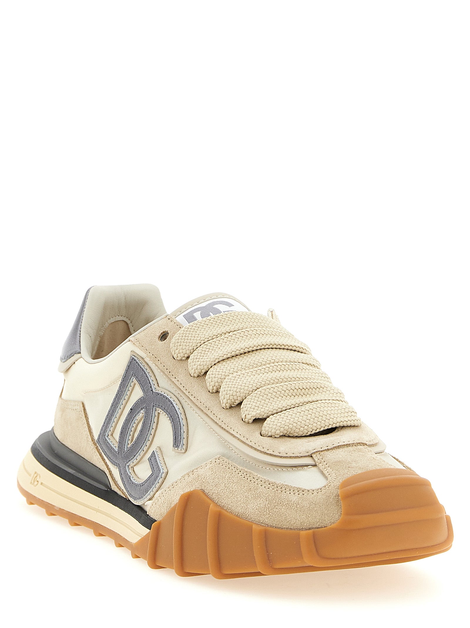 Dolce & Gabbana Silver Calfskin Athletic Sneakers Dolce & Gabbana