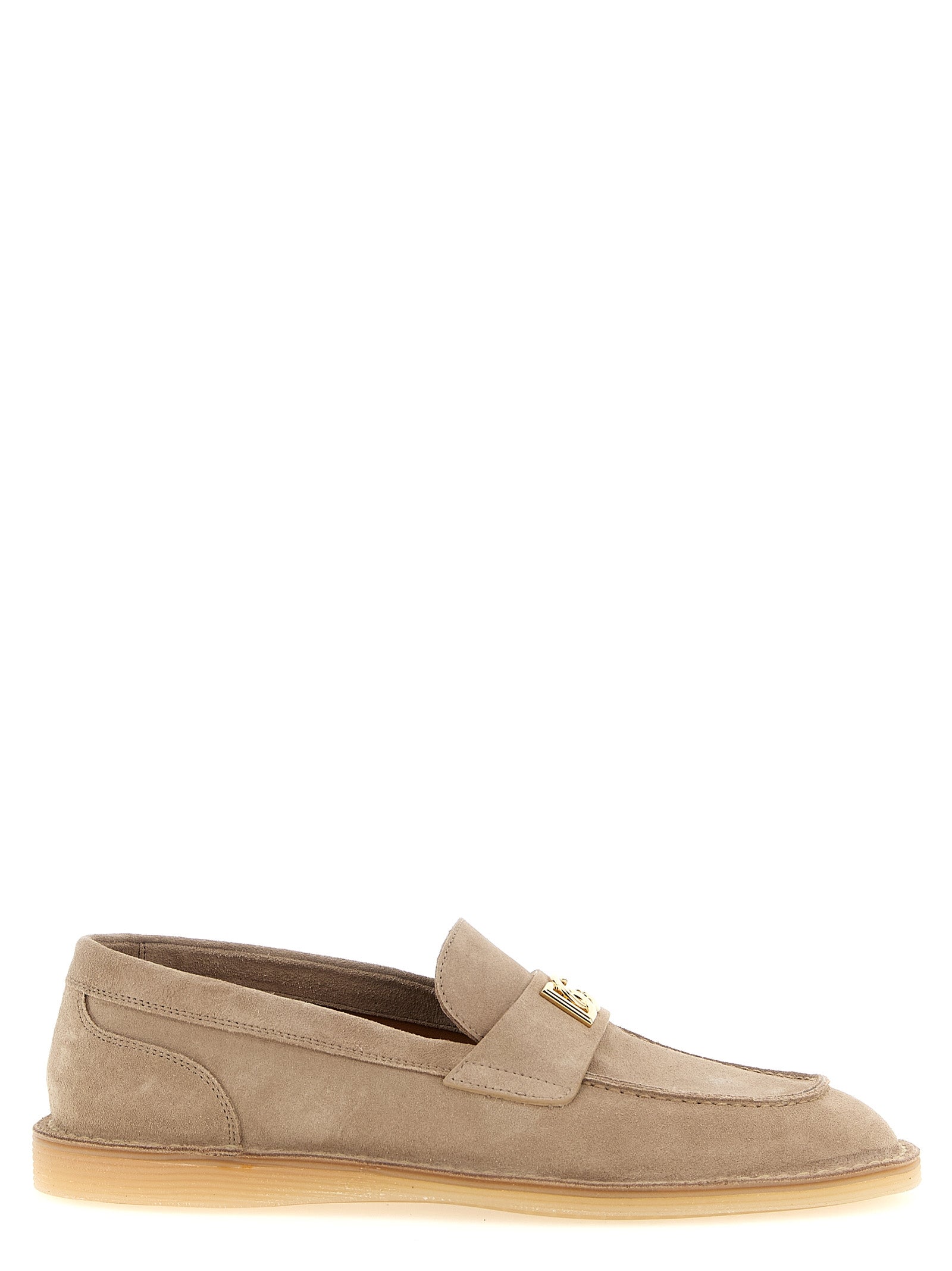 Dolce & Gabbana Beige Calfskin Slip-On Loafers Dolce & Gabbana