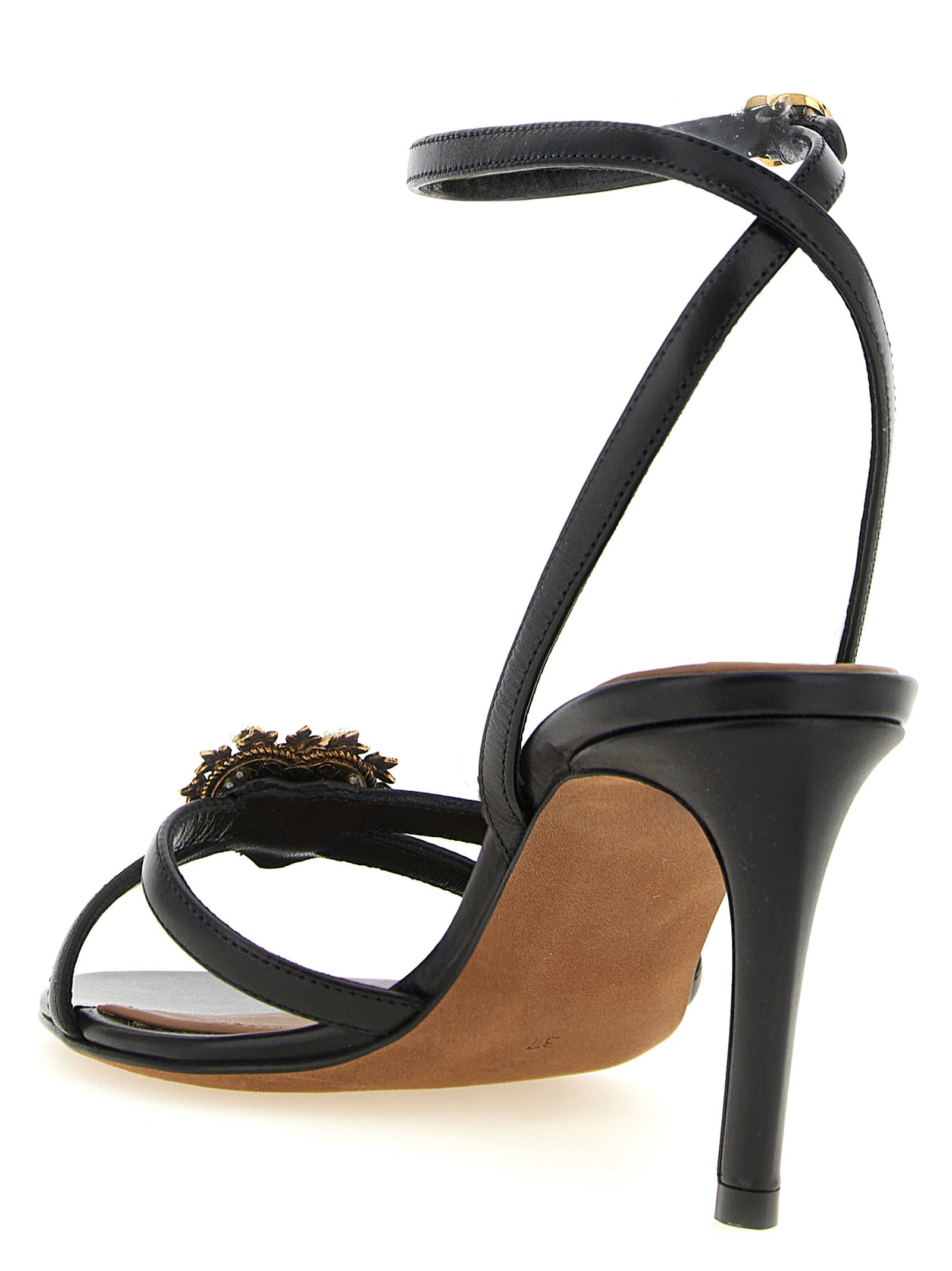 Dolce & Gabbana Black Calfskin Stiletto Heel Sandals Dolce & Gabbana