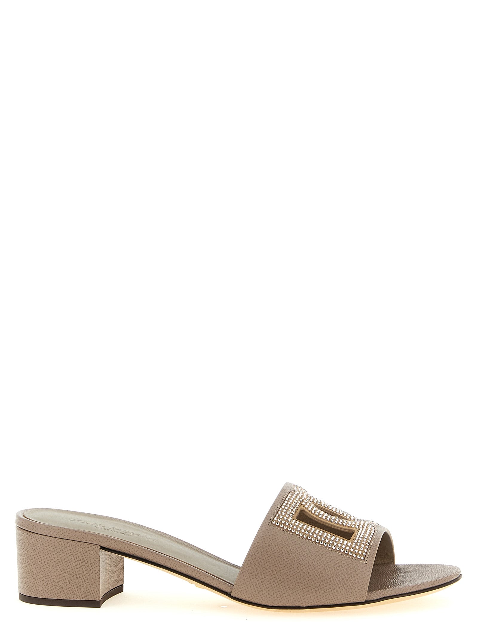 Dolce & Gabbana Gray Calfskin Mules Dolce & Gabbana