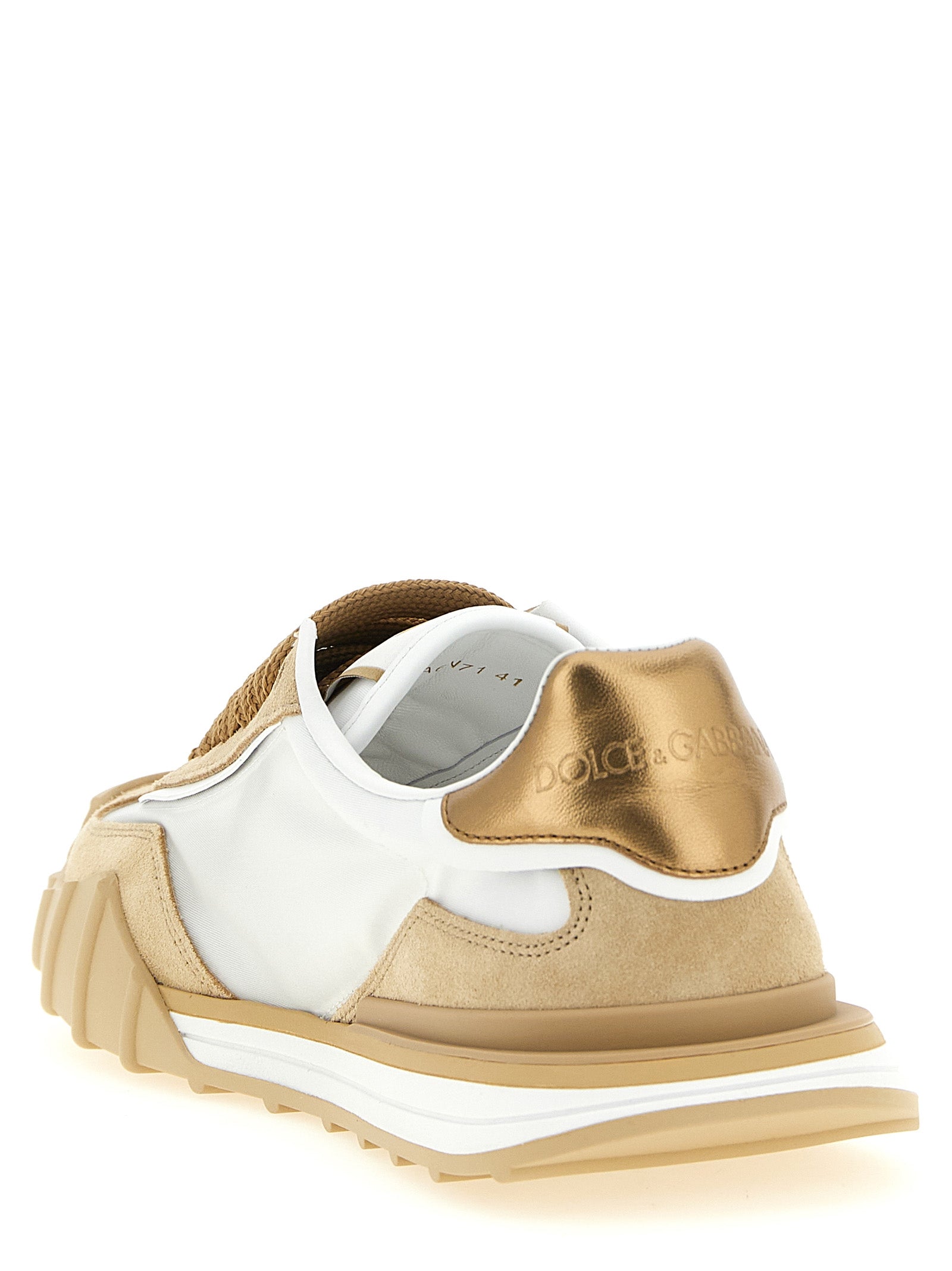 Dolce & Gabbana Beige Calfskin Athletic Sneakers Dolce & Gabbana