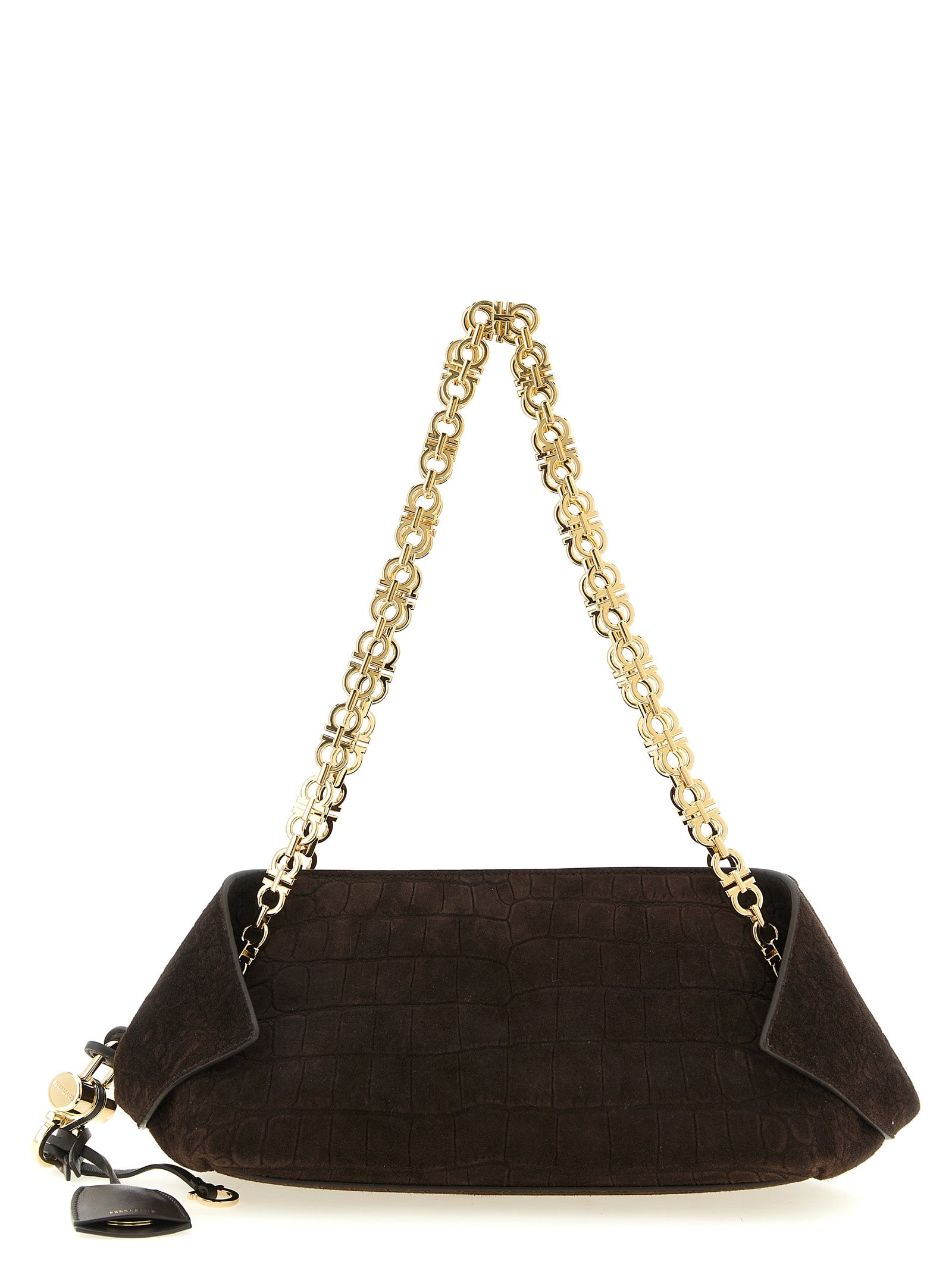 Ferragamo Brown Goatskin Shoulder Bag Ferragamo