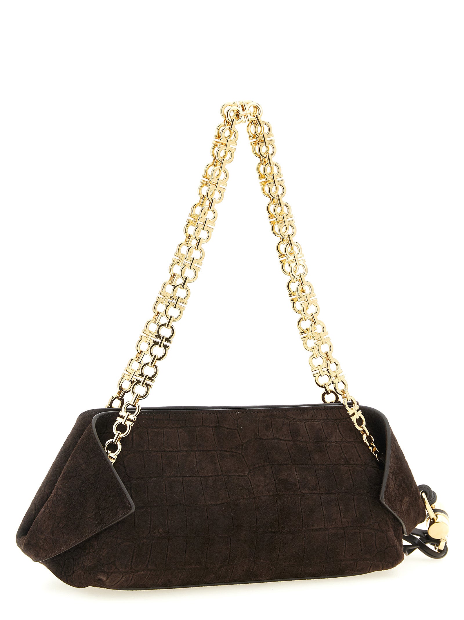 Ferragamo Brown Goatskin Shoulder Bag Ferragamo