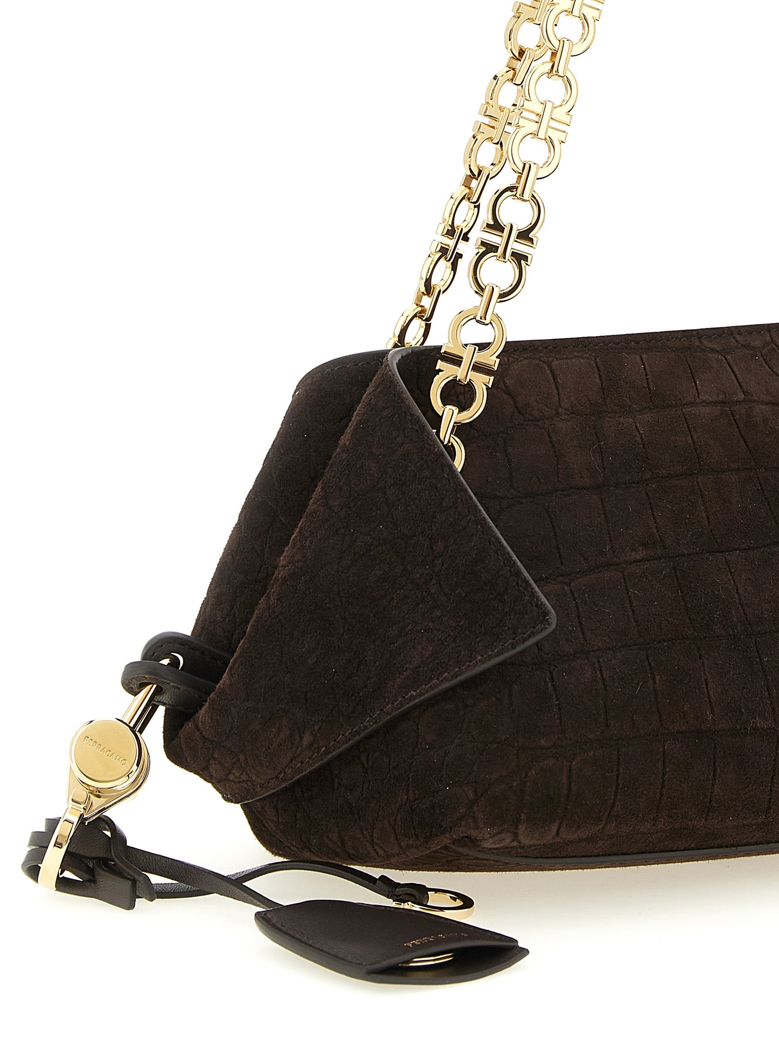 Ferragamo Brown Goatskin Shoulder Bag Ferragamo