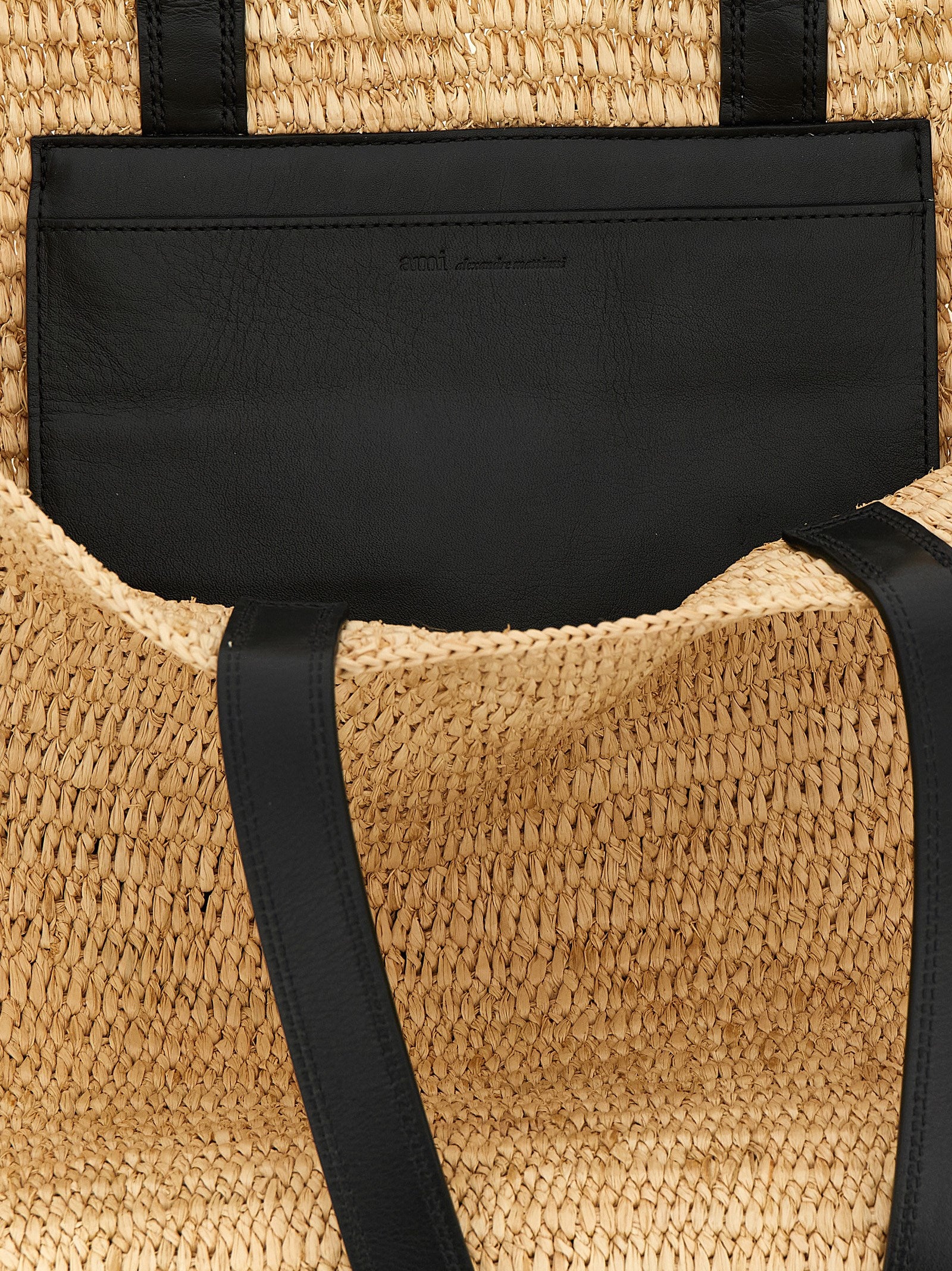 Ami Paris Beige Calfskin Tote Bag