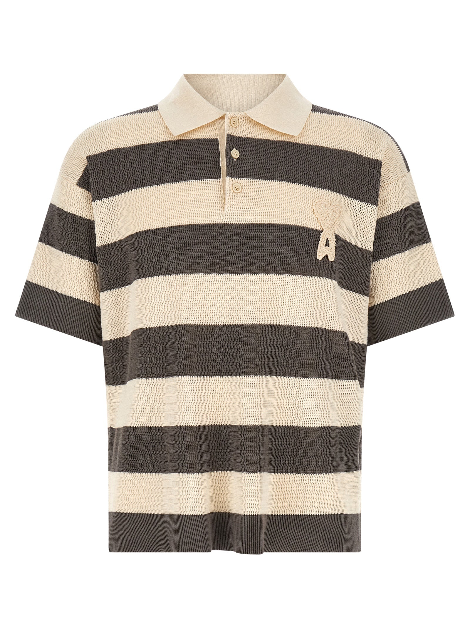 Ami Paris Gray Cotton Polo Shirt Ami Paris