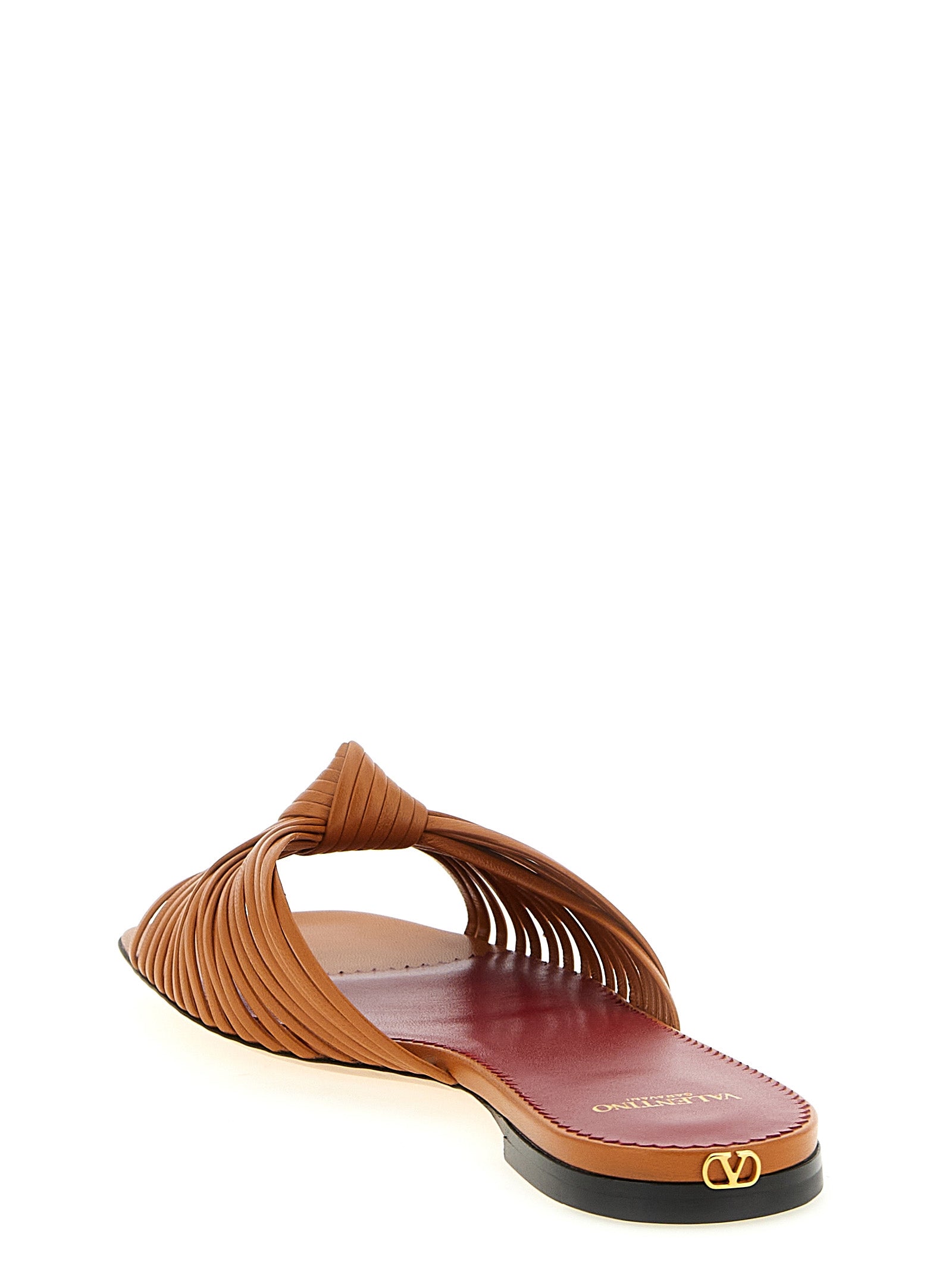 Valentino Garavani Brown Goatskin Slides Valentino Garavani