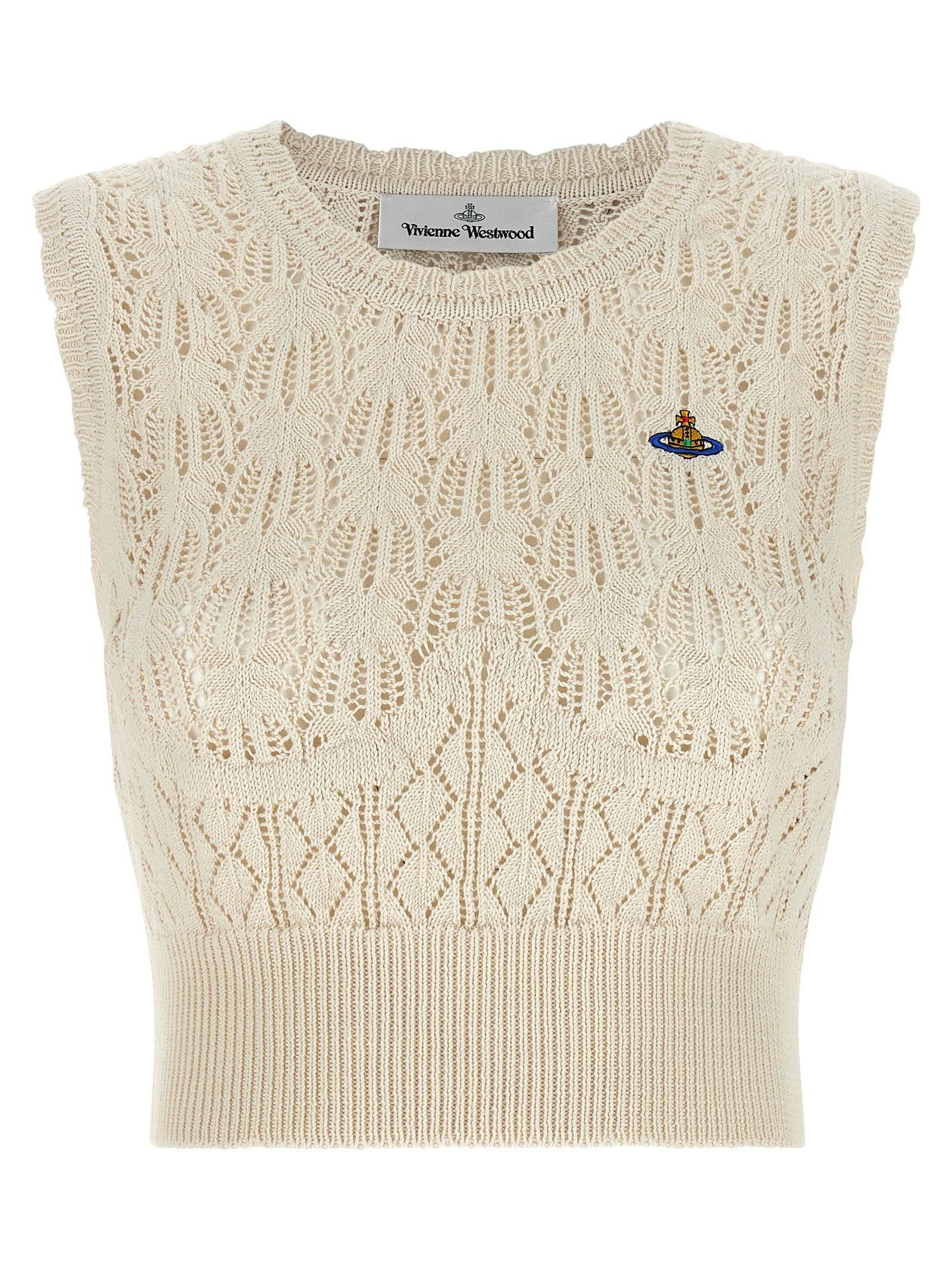Vivienne Westwood Beige Cotton Sleeveles T-Shirt Vivienne Westwood