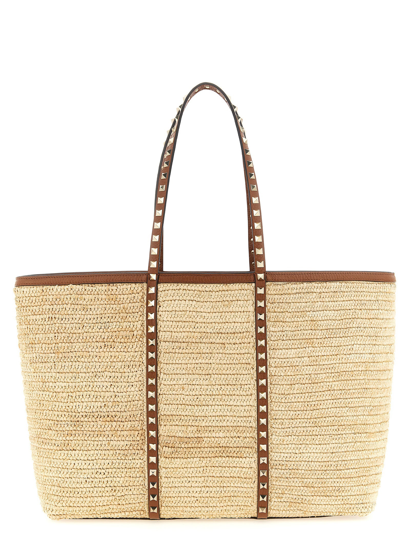 Valentino Garavani Beige Straw Tote Bag Valentino Garavani