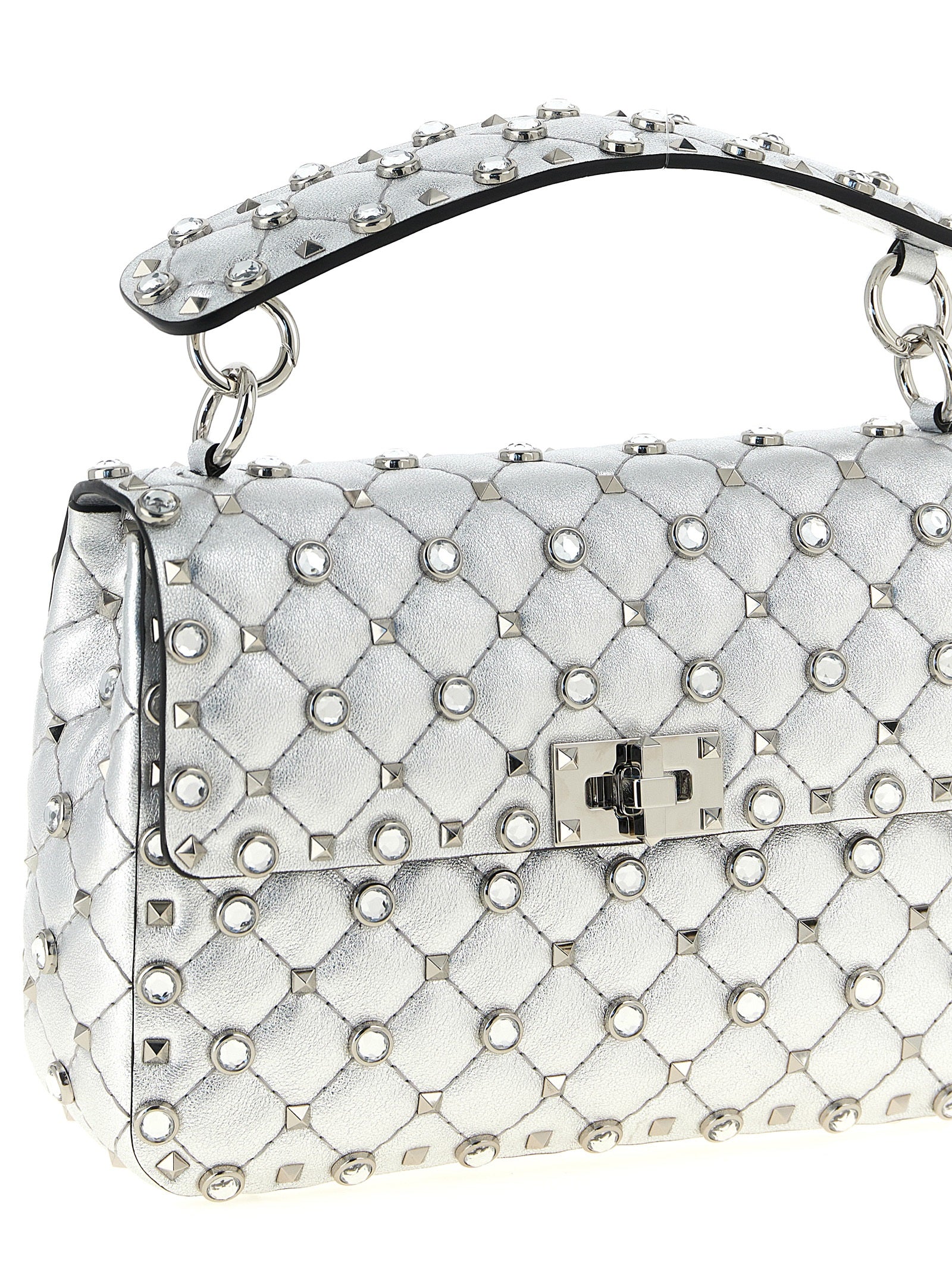 Valentino Garavani Silver Lamb Leather Shoulder Bag Valentino Garavani