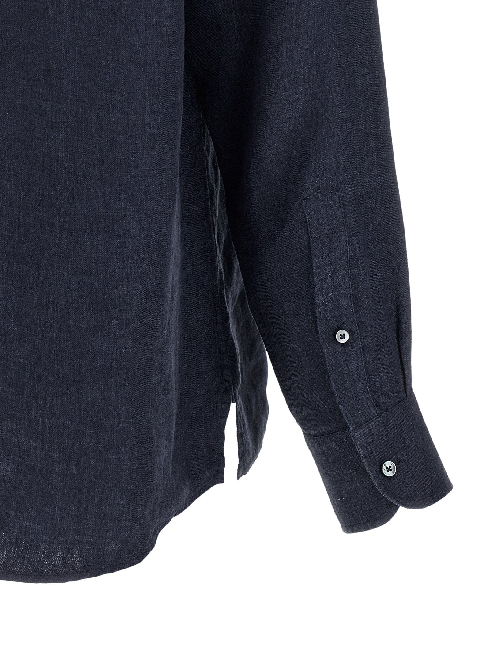 ZEGNA Blue Linen Polo Shirt ZEGNA