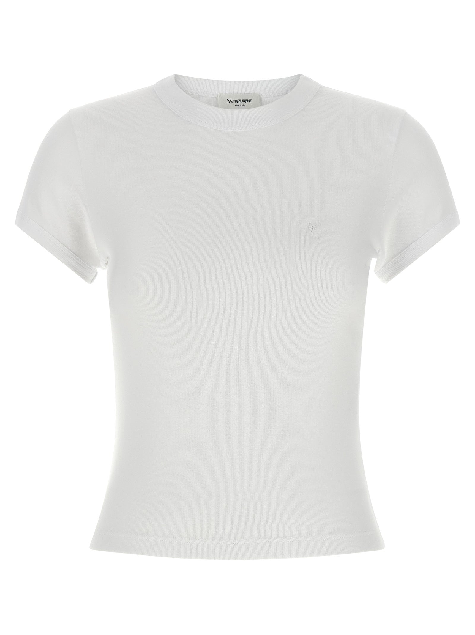 Saint Laurent White Cotton T-Shirt Saint Laurent