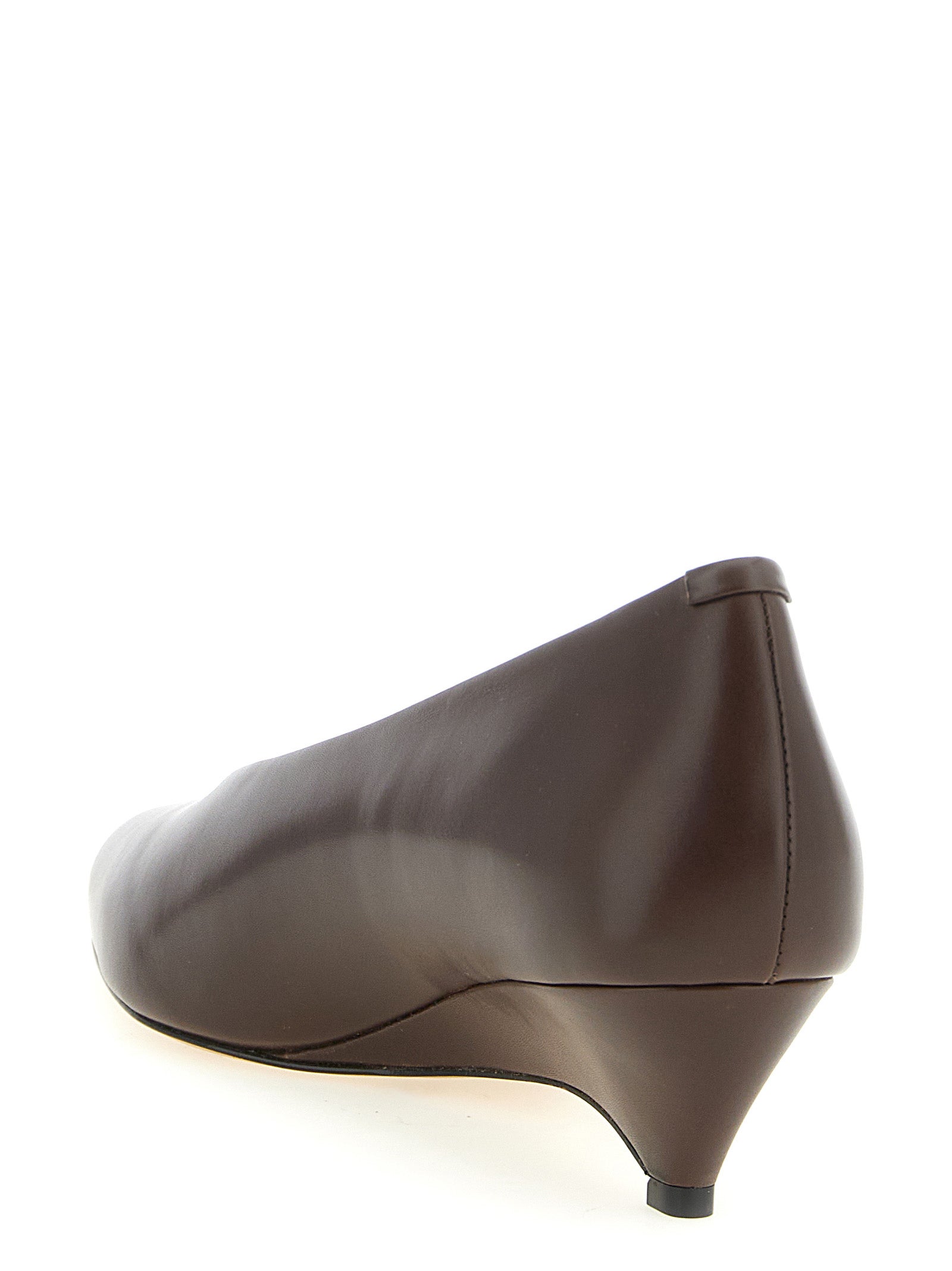 Jil Sander Brown Calfskin Mid Heel Pumps Jil Sander