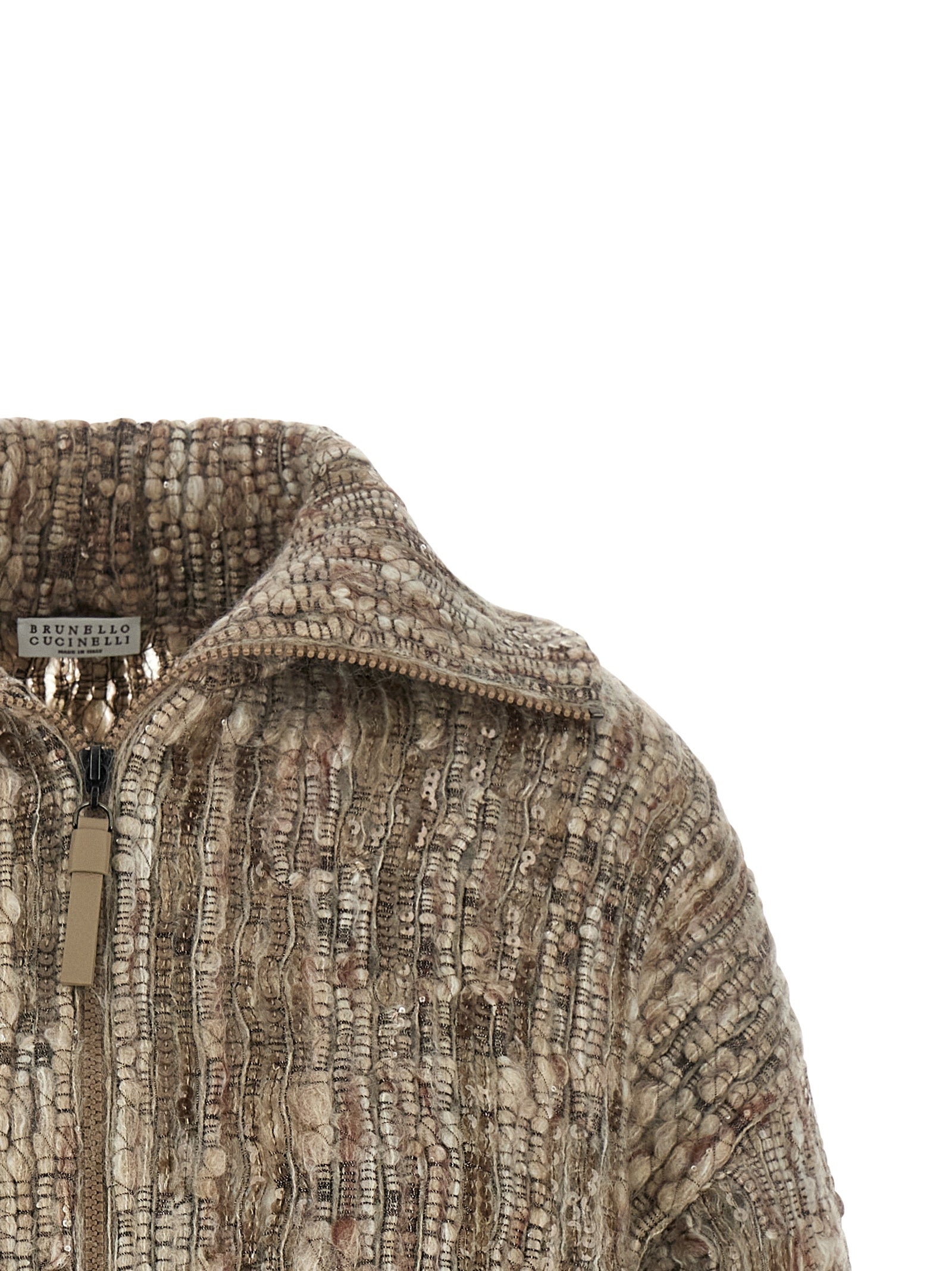 Brunello Cucinelli Beige Wool Cardigan Brunello Cucinelli