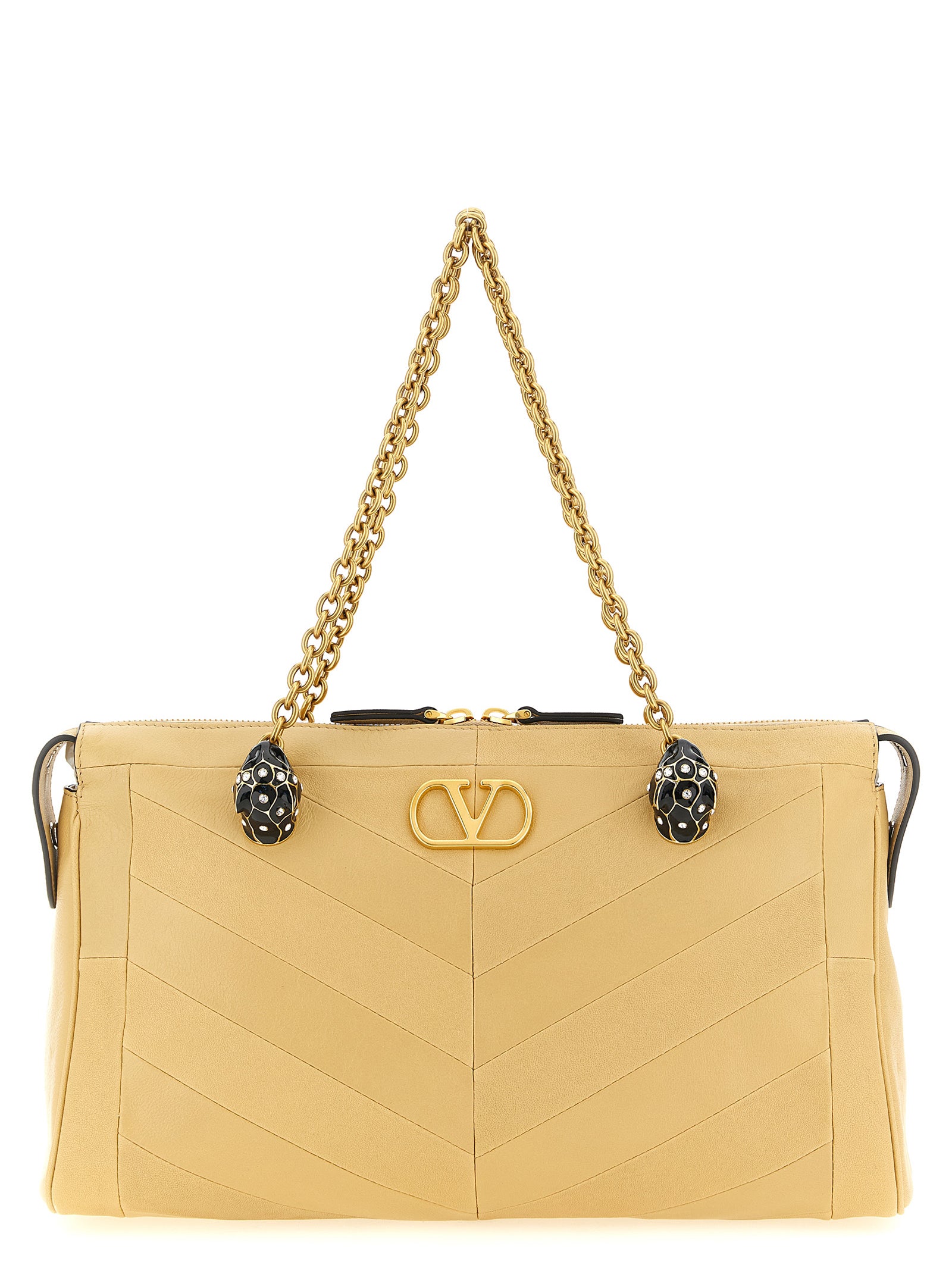 Valentino Garavani Beige Lamb Leather Shoulder Bag Valentino Garavani