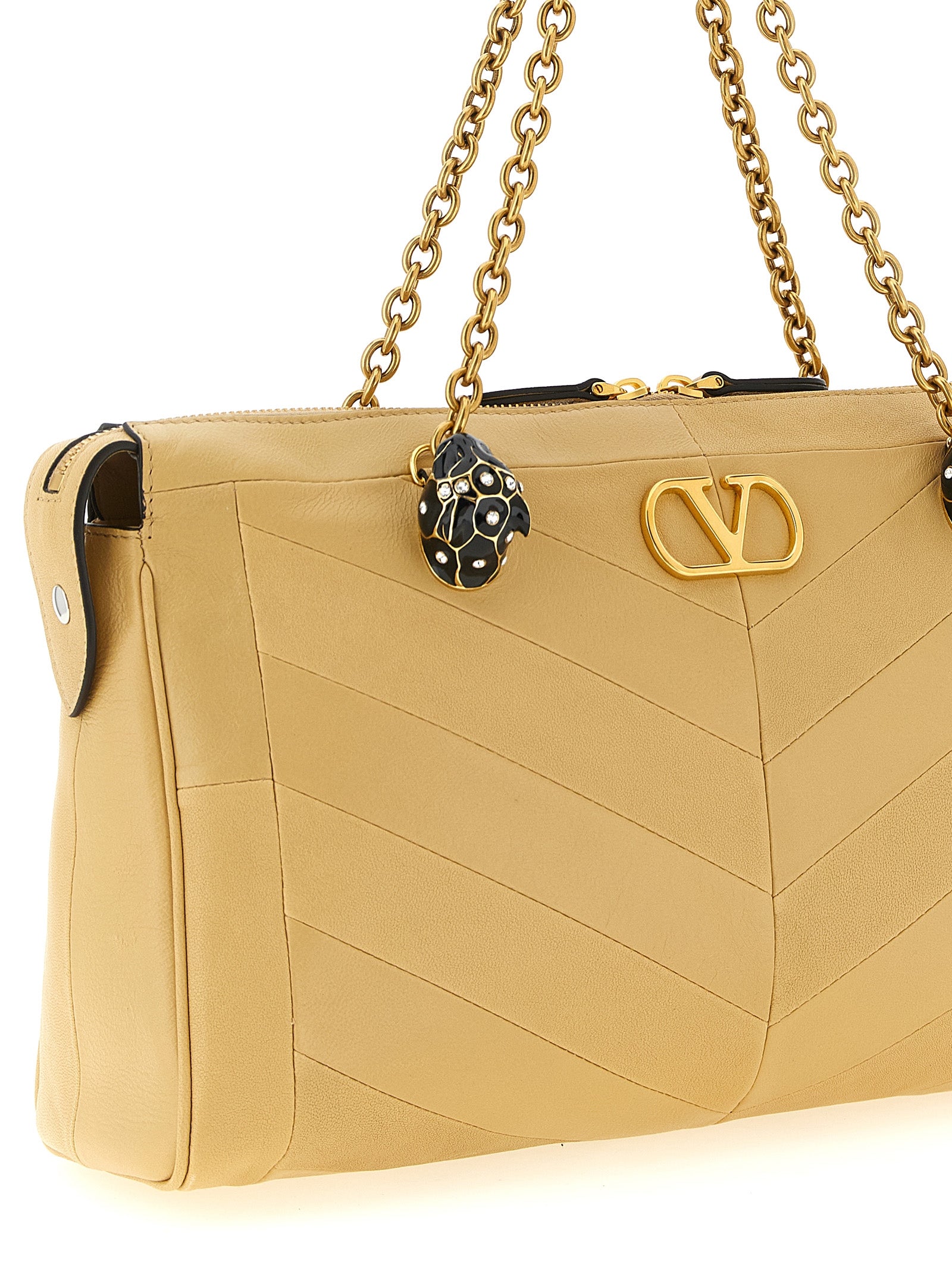 Valentino Garavani Beige Lamb Leather Shoulder Bag Valentino Garavani