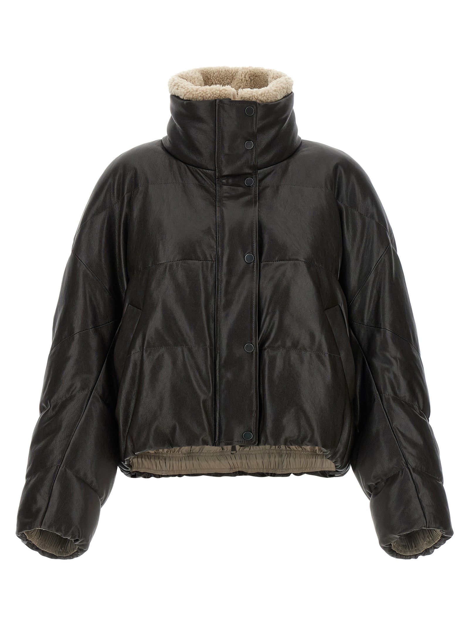 Brunello Cucinelli Brown Lamb Leather Leather Jacket Brunello Cucinelli