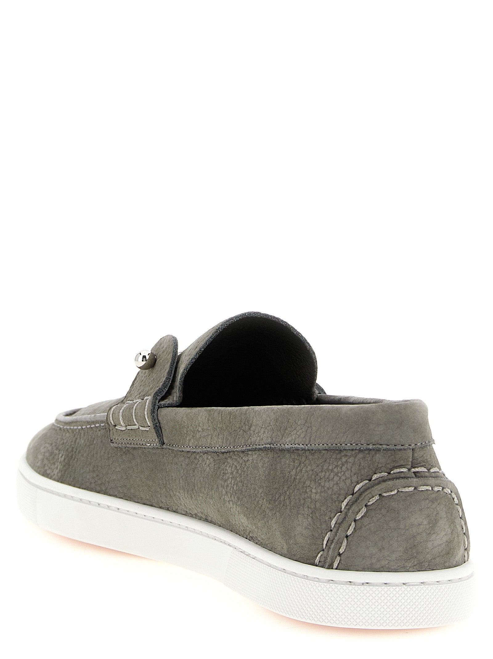Christian Louboutin Gray Calfskin Slip-On Loafers Christian Louboutin
