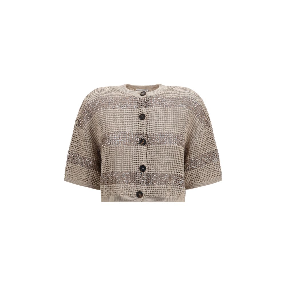 Brunello Cucinelli Beige Cotton Cardigan Brunello Cucinelli
