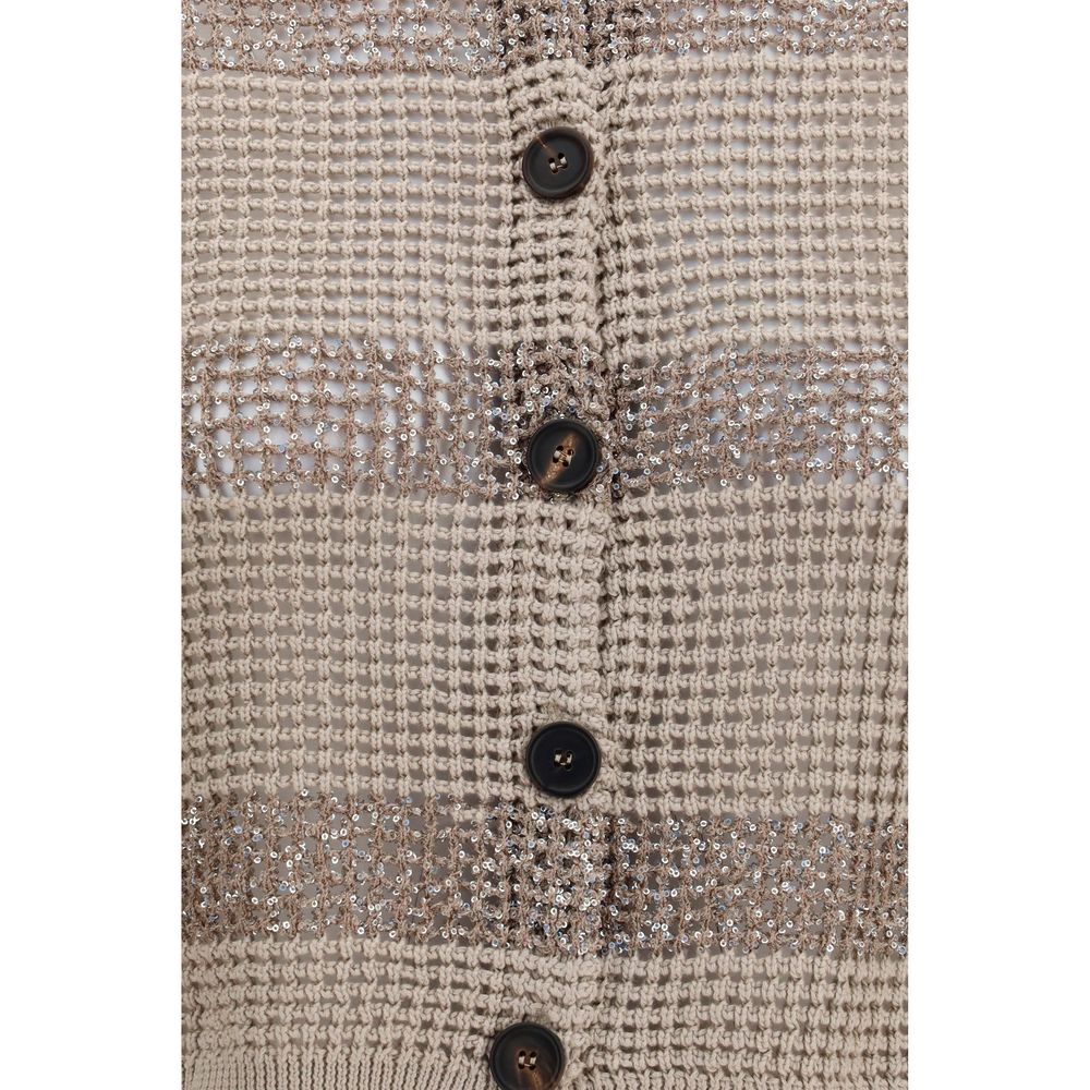 Brunello Cucinelli Beige Cotton Cardigan Brunello Cucinelli