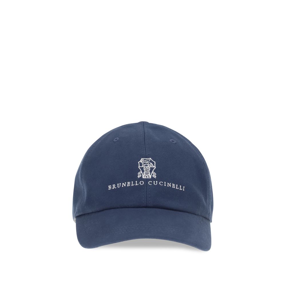 Brunello Cucinelli Blue Cotton Cap (Baseball Hat) Brunello Cucinelli