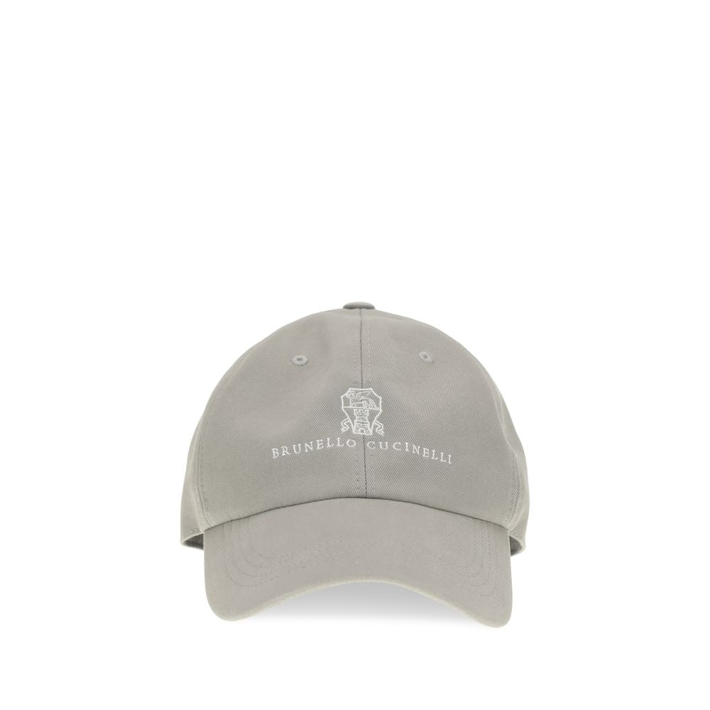 Brunello Cucinelli Gray Cotton Cap (Baseball Hat) Brunello Cucinelli