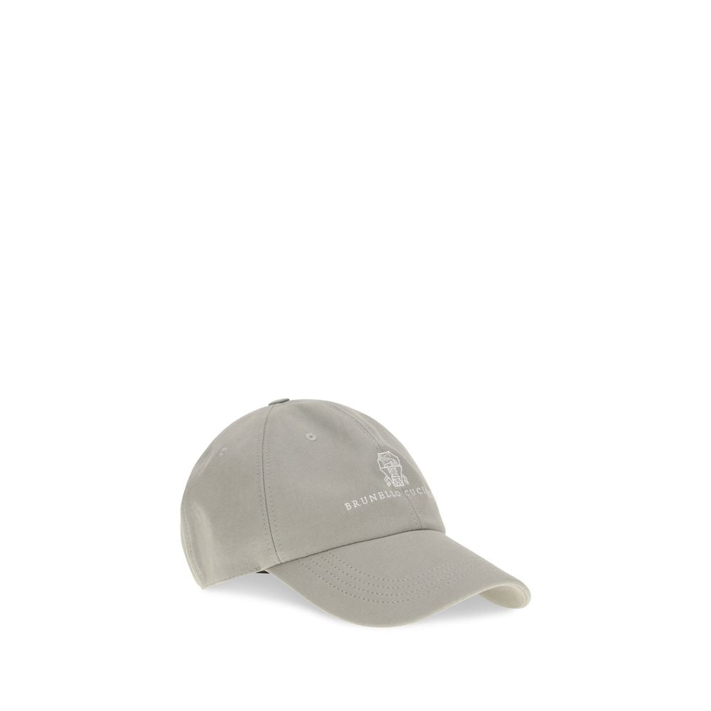 Brunello Cucinelli Gray Cotton Cap (Baseball Hat) Brunello Cucinelli