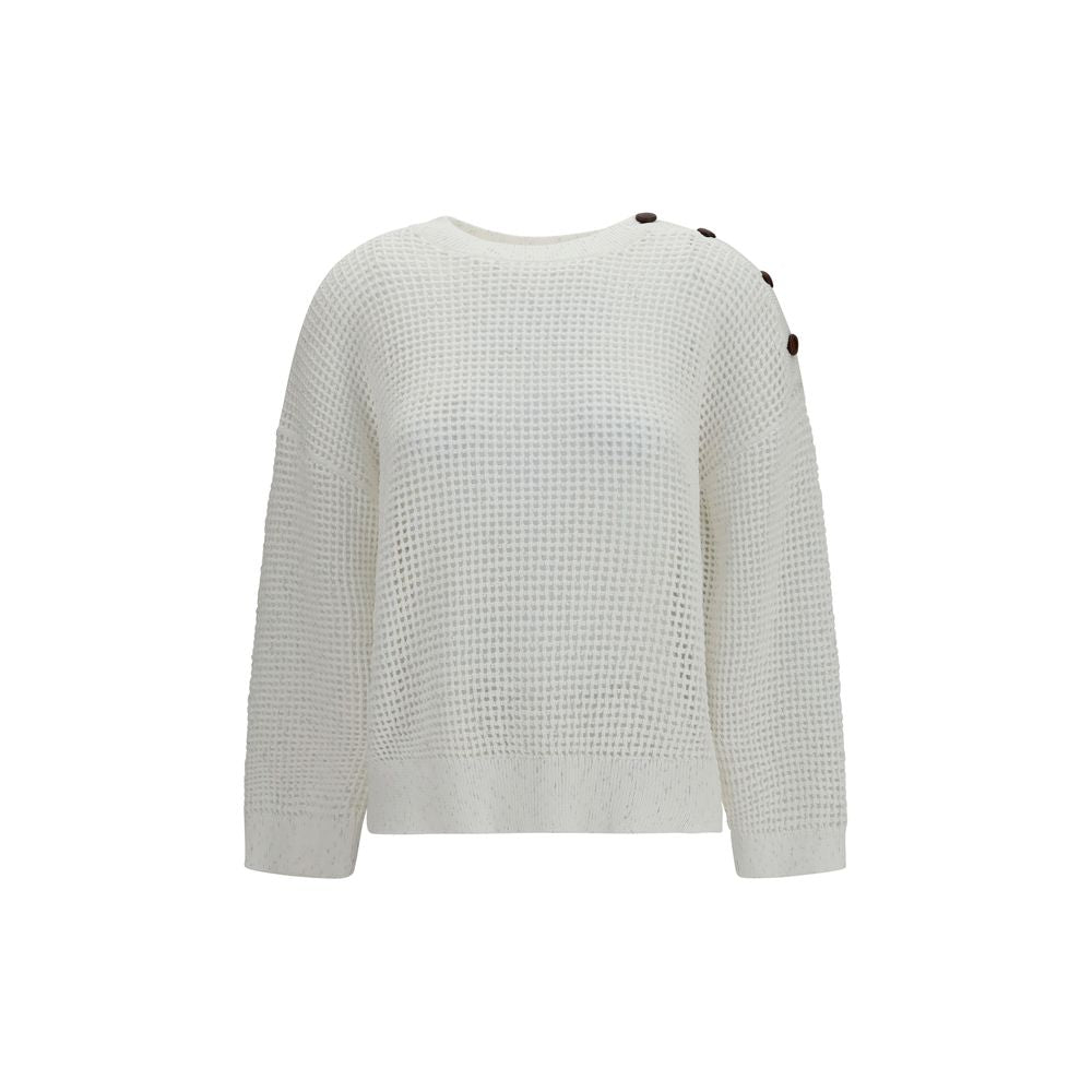 Brunello Cucinelli White Cotton Sweatshirt Brunello Cucinelli