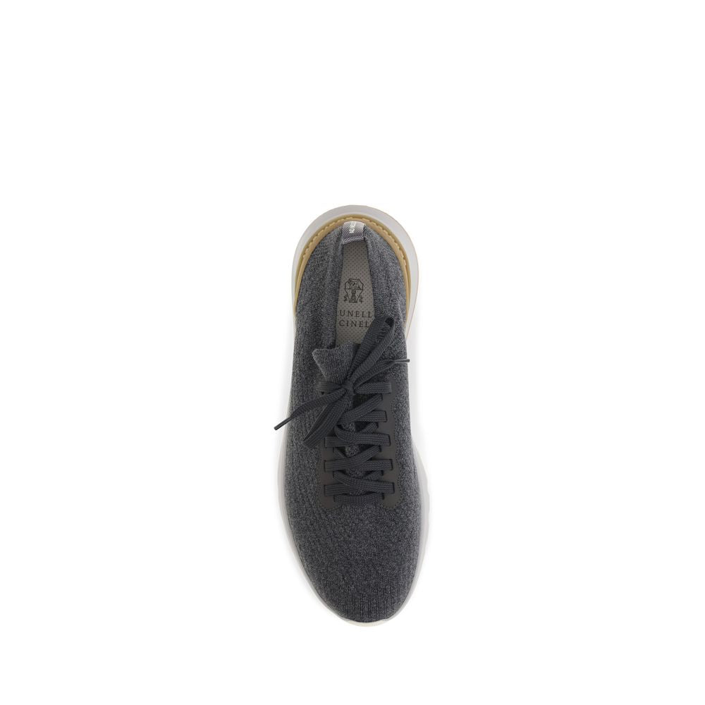Brunello Cucinelli Blue Cotton Low Top Sneakers Brunello Cucinelli