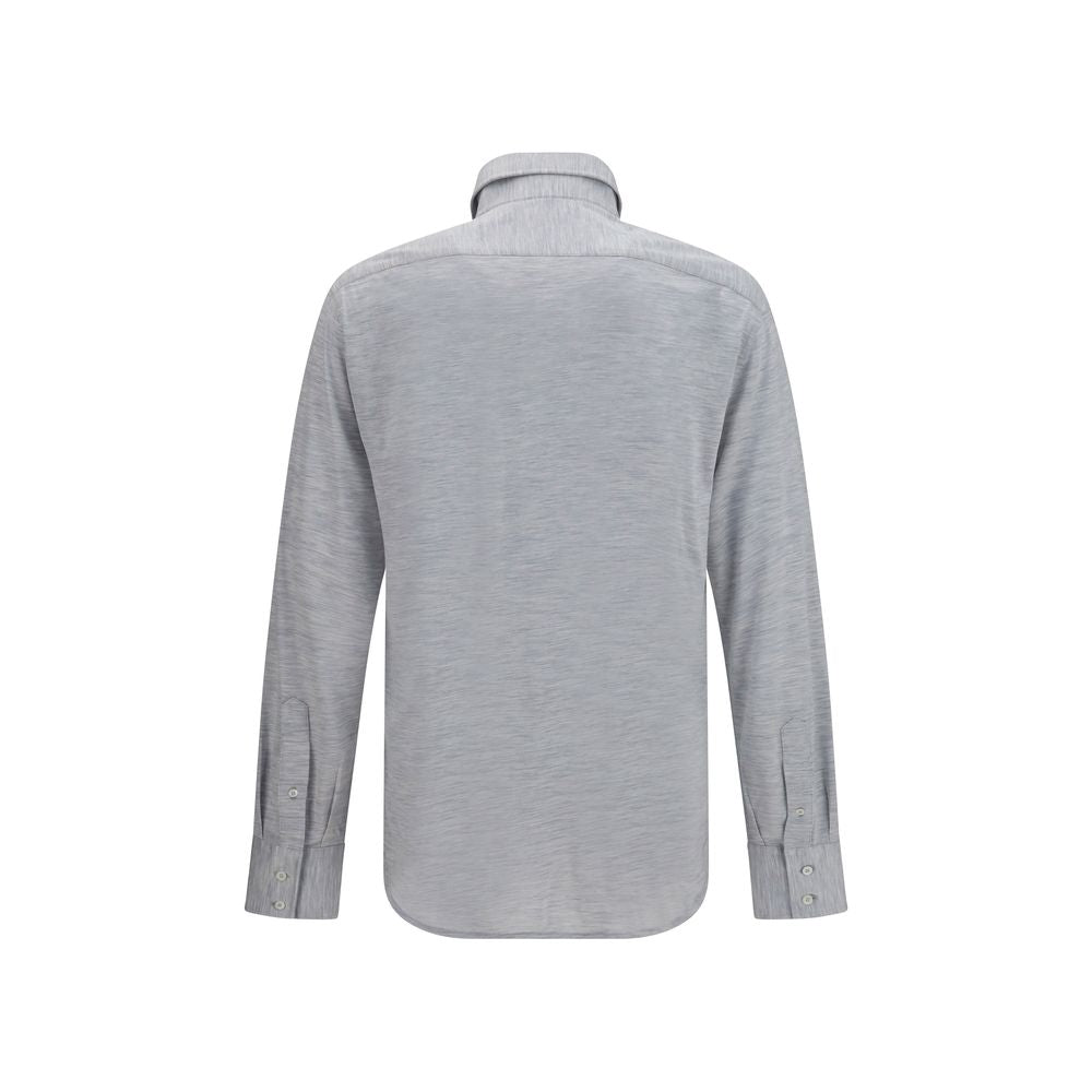 Brunello Cucinelli Gray Silk Dress Shirt Brunello Cucinelli