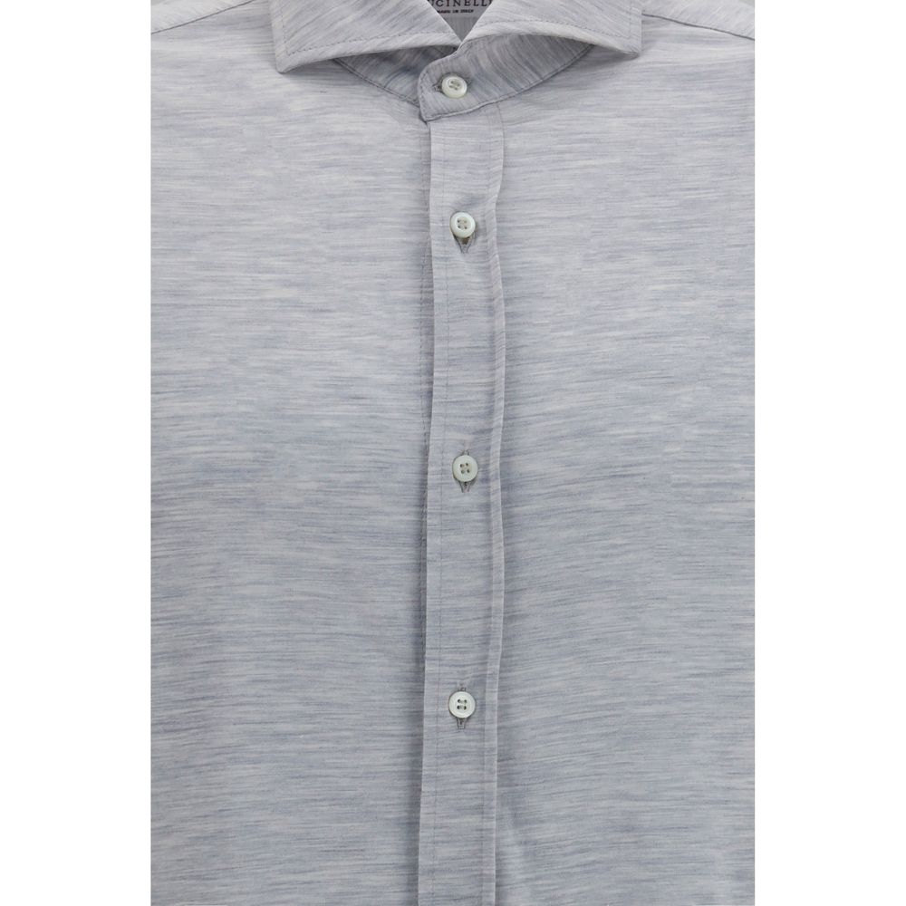 Brunello Cucinelli Gray Silk Dress Shirt Brunello Cucinelli