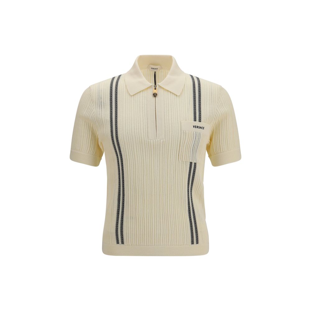 Versace Beige Cotton Polo Shirt Versace