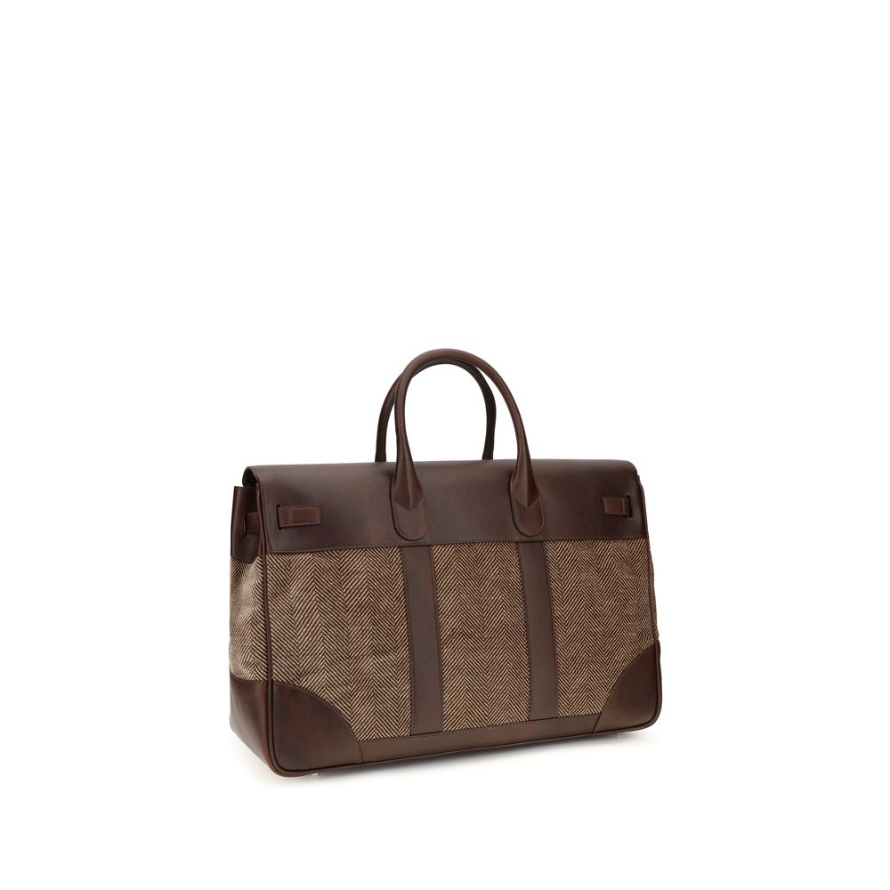 Brunello Cucinelli Brown Calf Leather Bos Taurus Luggage And Travel Brunello Cucinelli