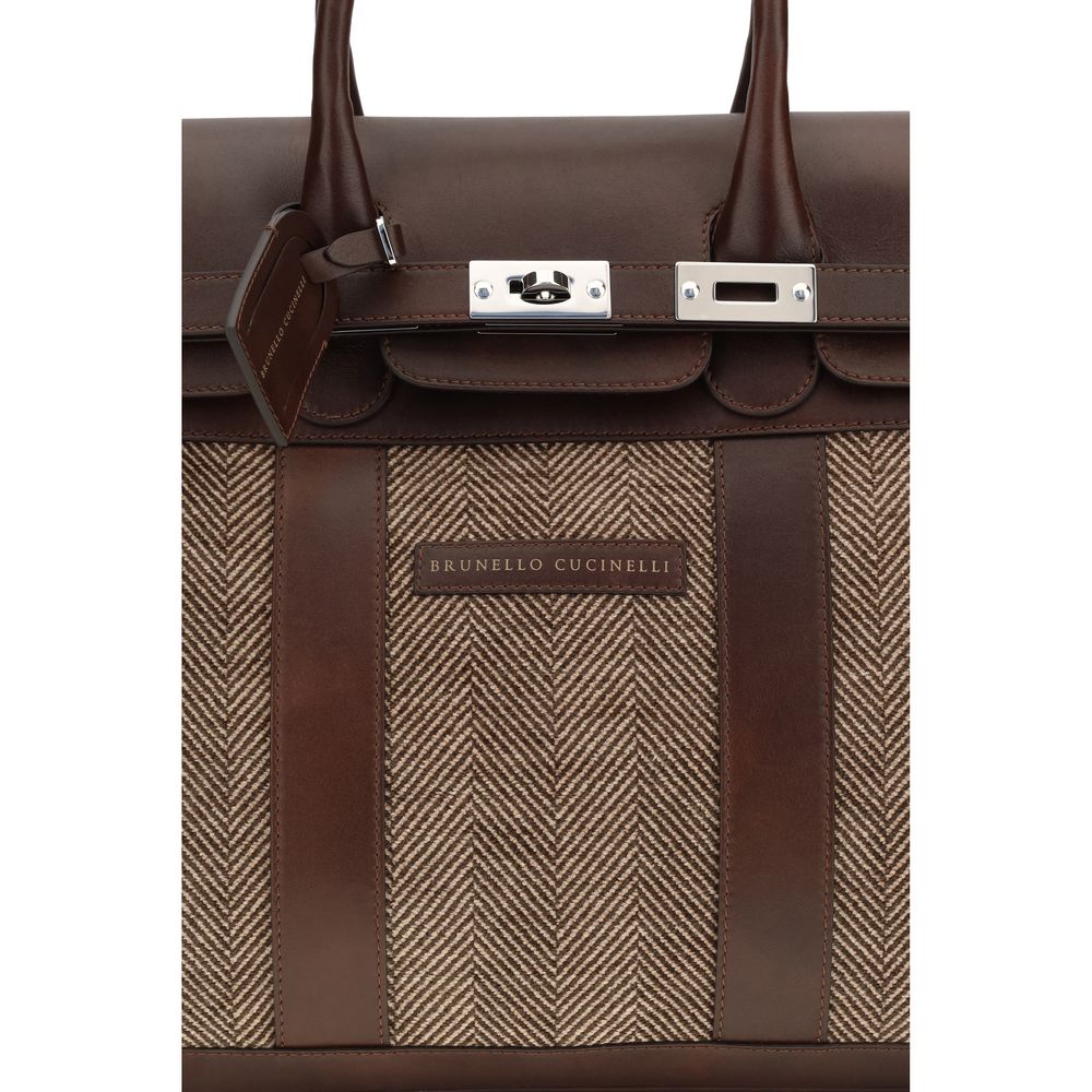 Brunello Cucinelli Brown Calf Leather Bos Taurus Luggage And Travel Brunello Cucinelli