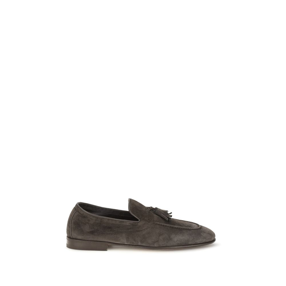 Brunello Cucinelli Beige Calf Leather Bos Taurus Slip-On Loafers Brunello Cucinelli
