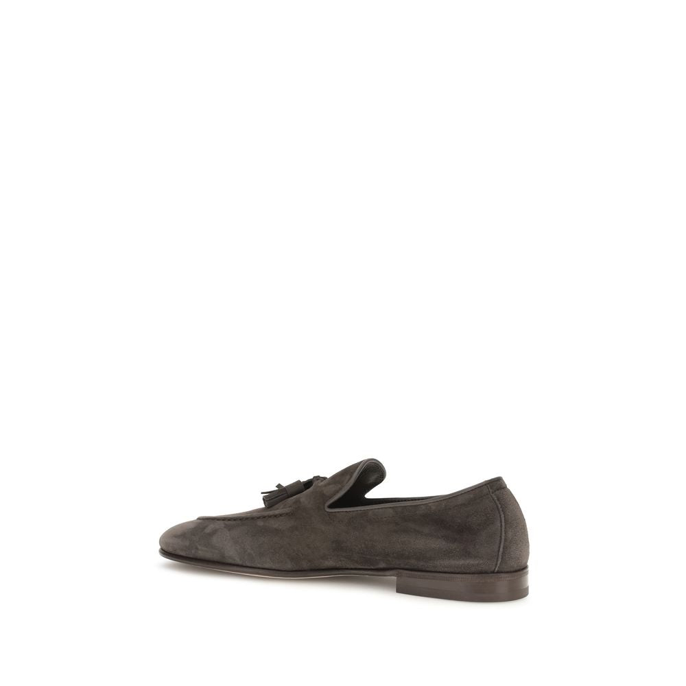 Brunello Cucinelli Beige Calf Leather Bos Taurus Slip-On Loafers Brunello Cucinelli