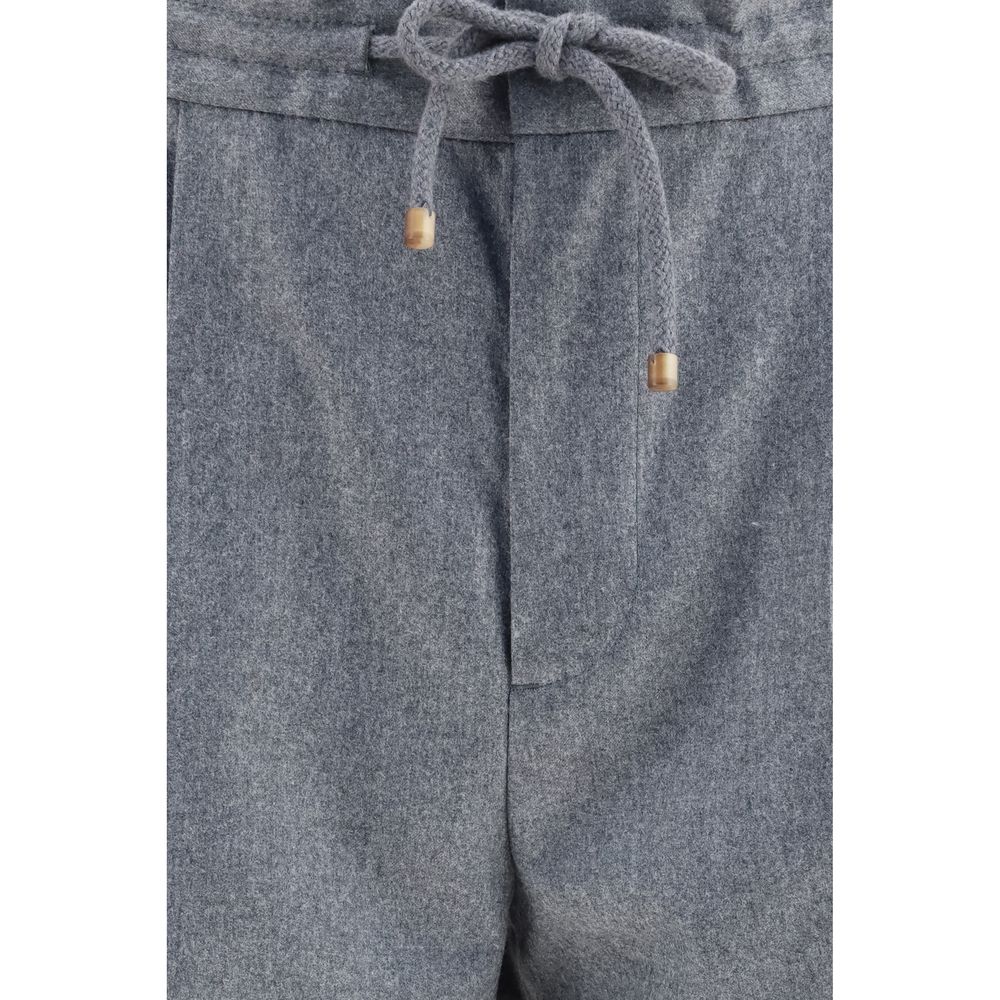 Brunello Cucinelli Gray Wool Oves Aries Casual Pants Brunello Cucinelli